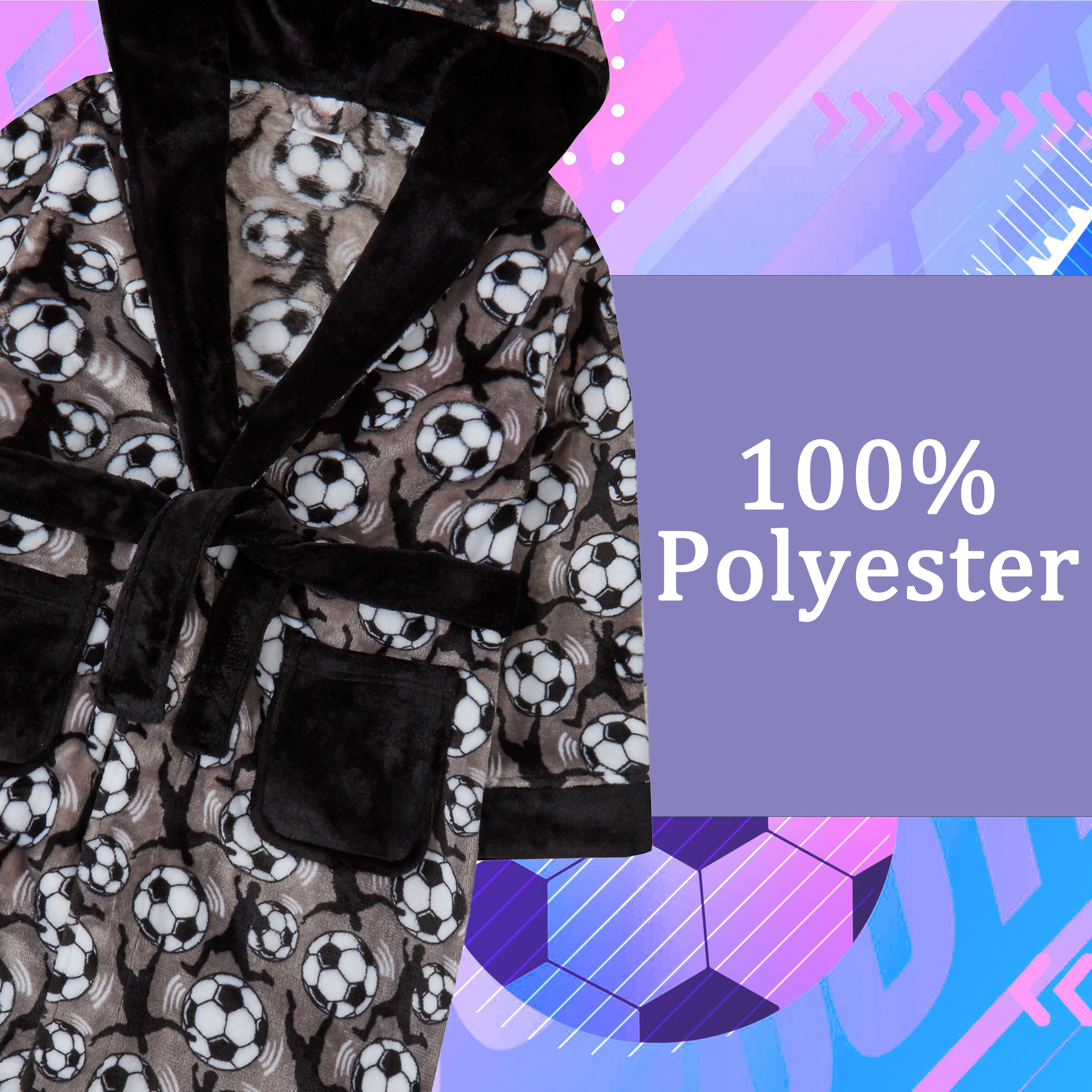 Kids Boys Football Dressing Gown 7-8 9-10 11-12 13 Years Fleece Robe Sleepwear - Picture 6 of 7