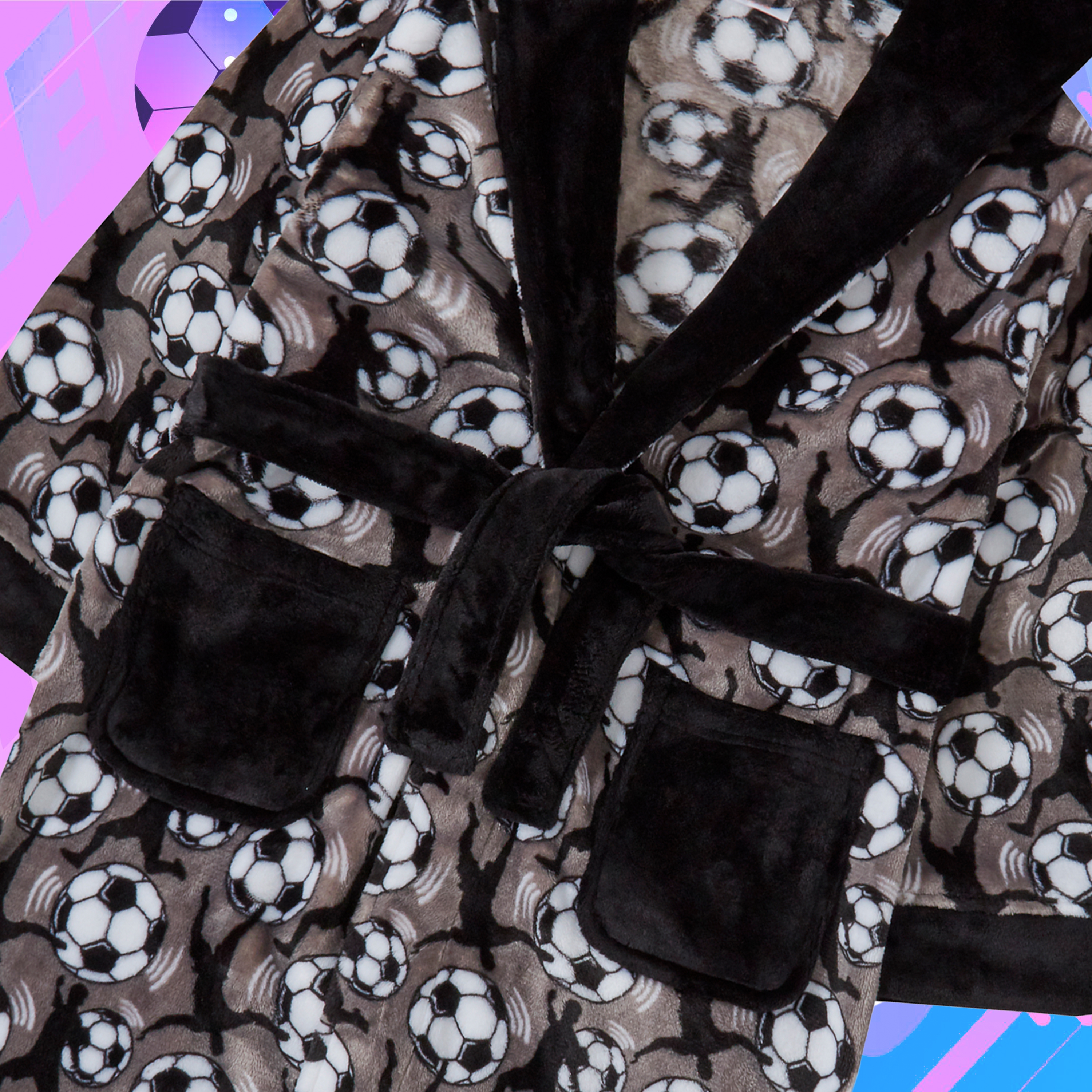 Kids Boys Football Dressing Gown 7-8 9-10 11-12 13 Years Fleece Robe Sleepwear - Picture 7 of 7