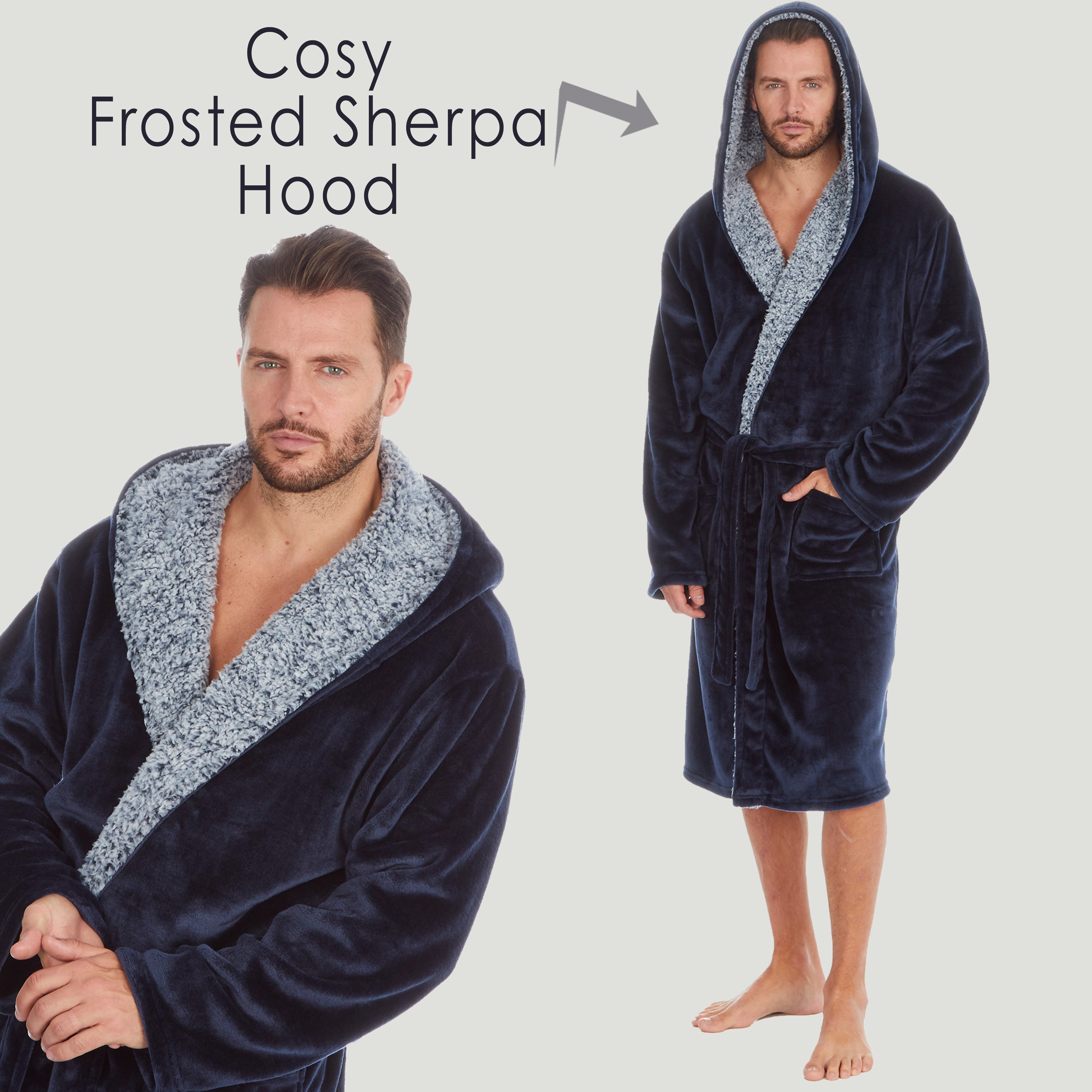 xs mens hooded dressing gown