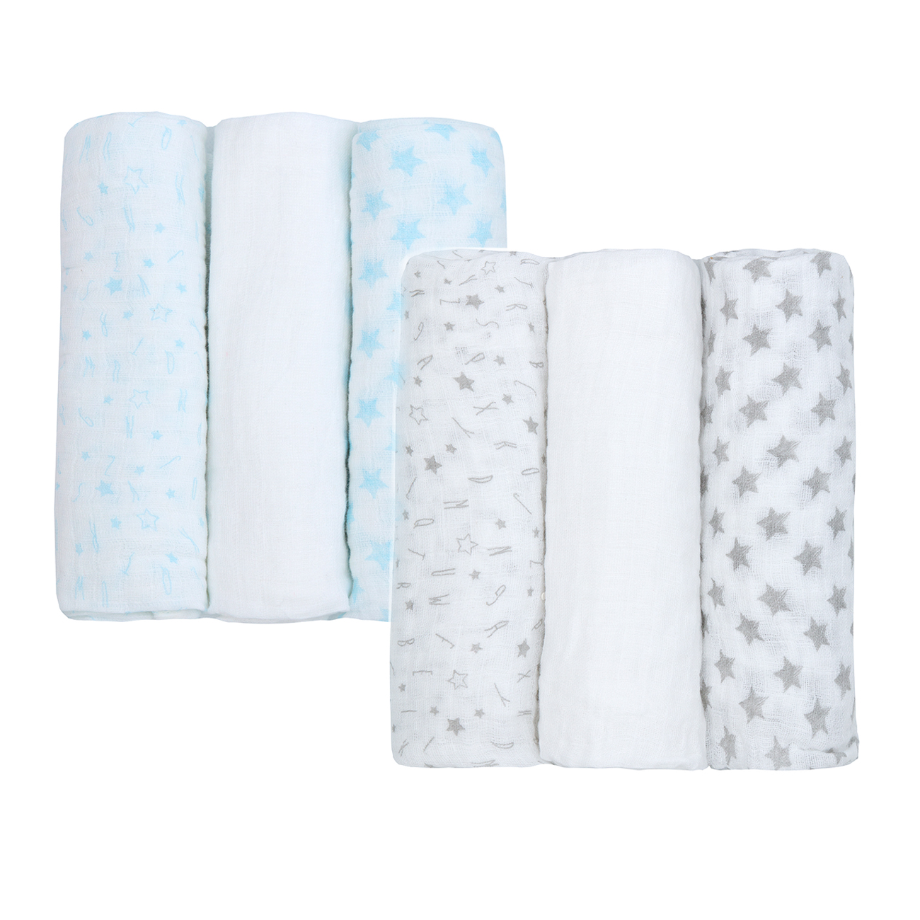 Newborn Cotton Muslin Square Burp Nappy Cloth Wipe 6-Pack Swaddle Blanket 76x76