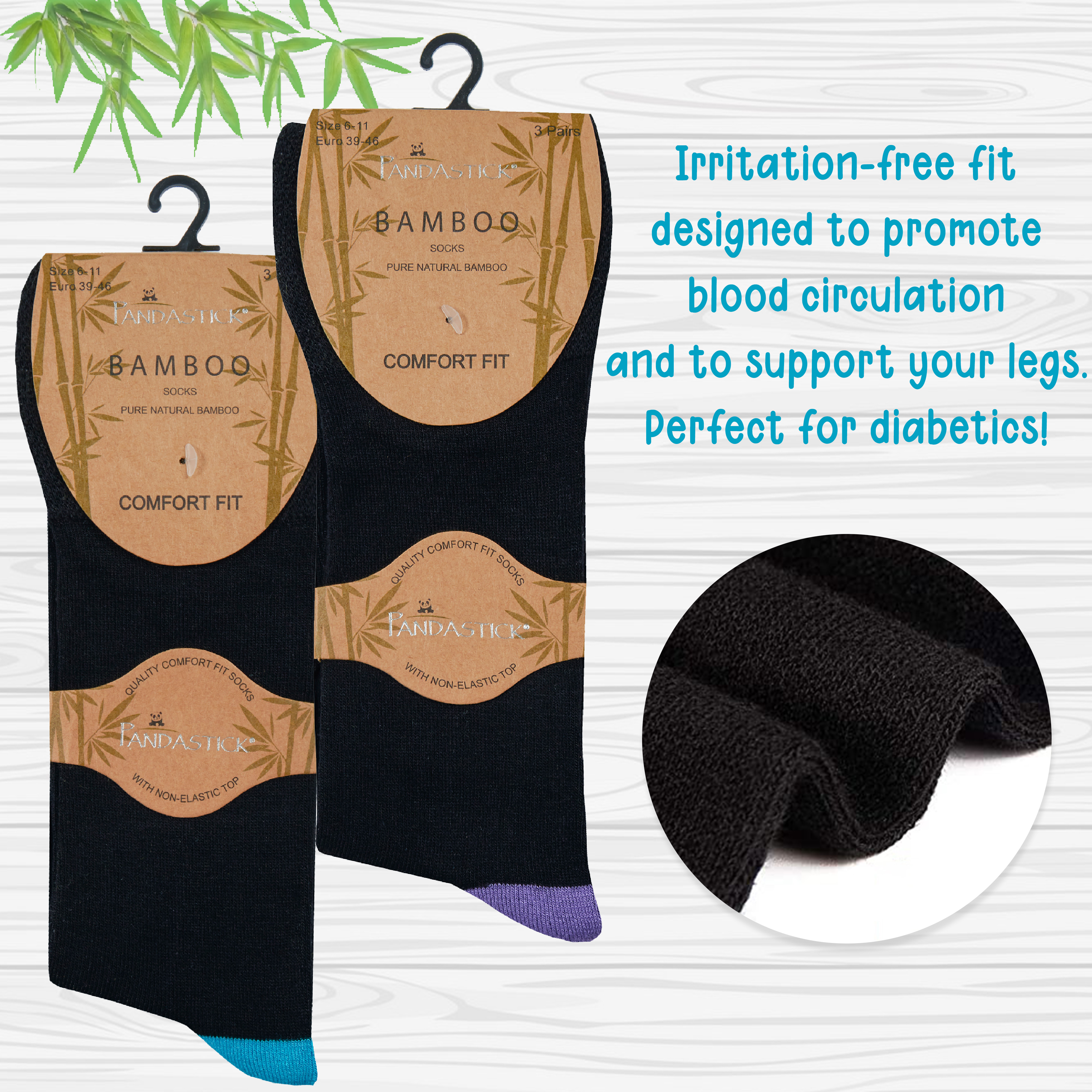 6 Pairs Mens Bamboo Non Elastic Diabetic Socks for Swollen Feet Legs Gentle Soft