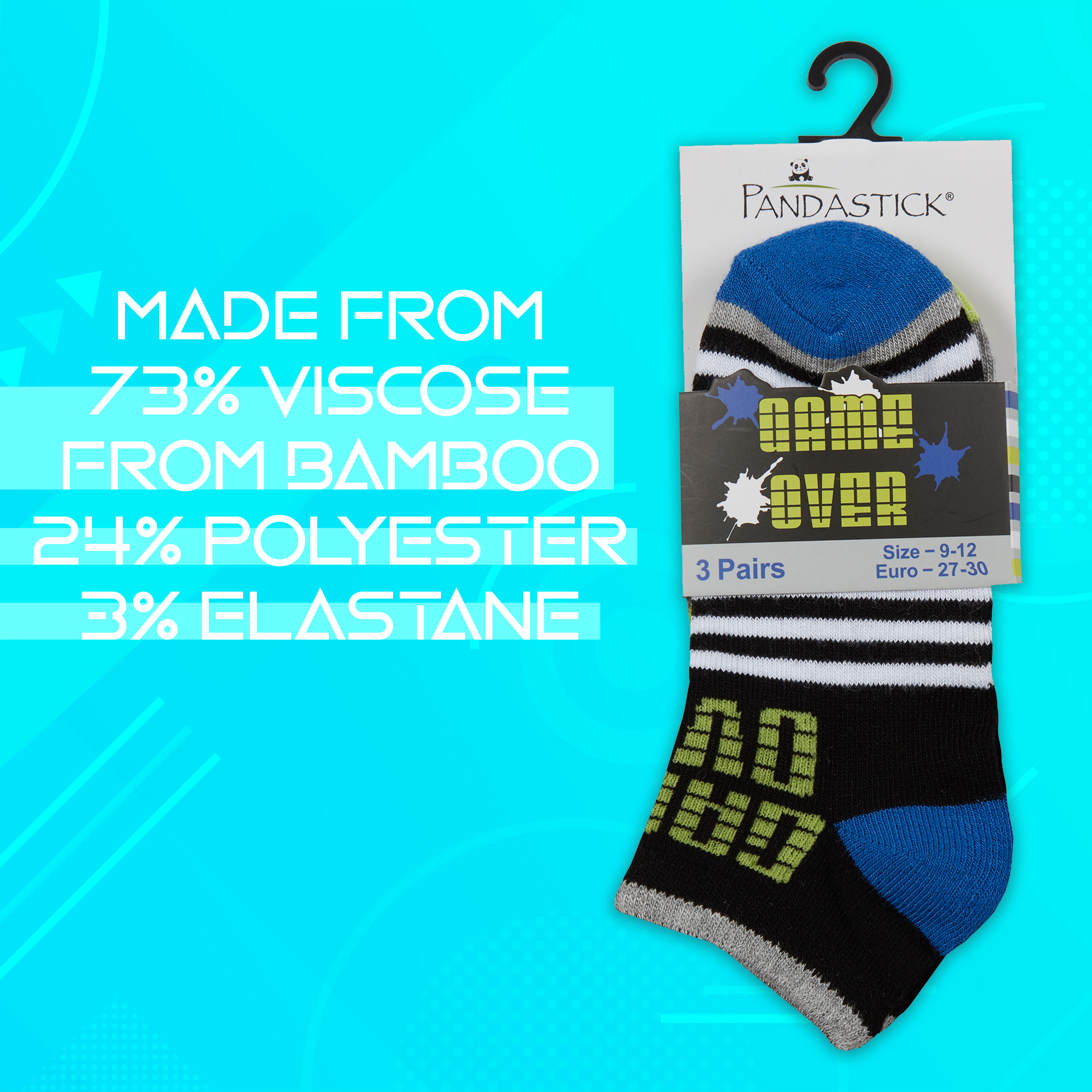 6 Pairs Kids Boys Bamboo Socks Trainer Liner Game Size 6-8.5 9-12 12.5-3.5 12-3 - Picture 6 of 14