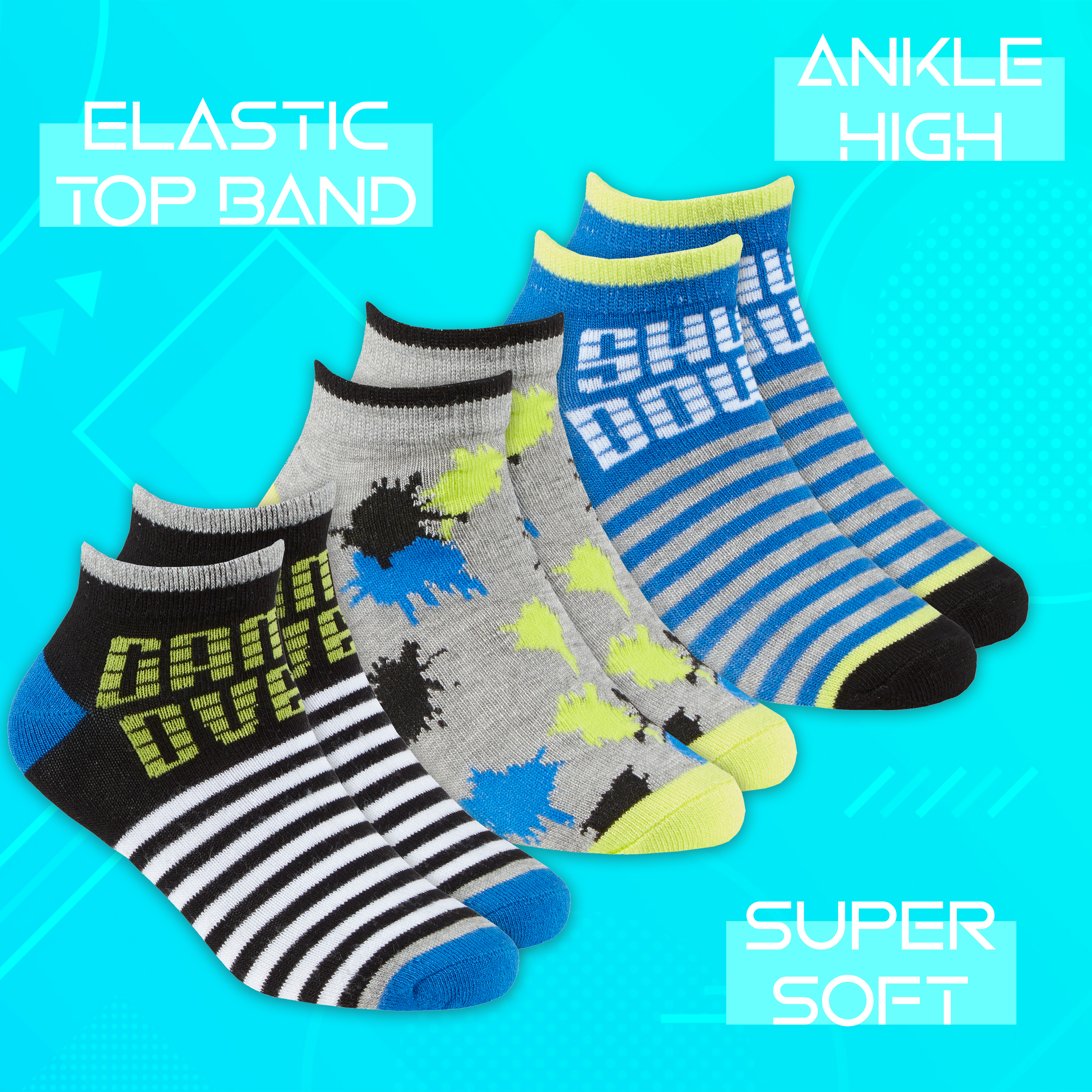 6 Pairs Kids Boys Bamboo Socks Trainer Liner Game Size 6-8.5 9-12 12.5-3.5 12-3 - Picture 4 of 14