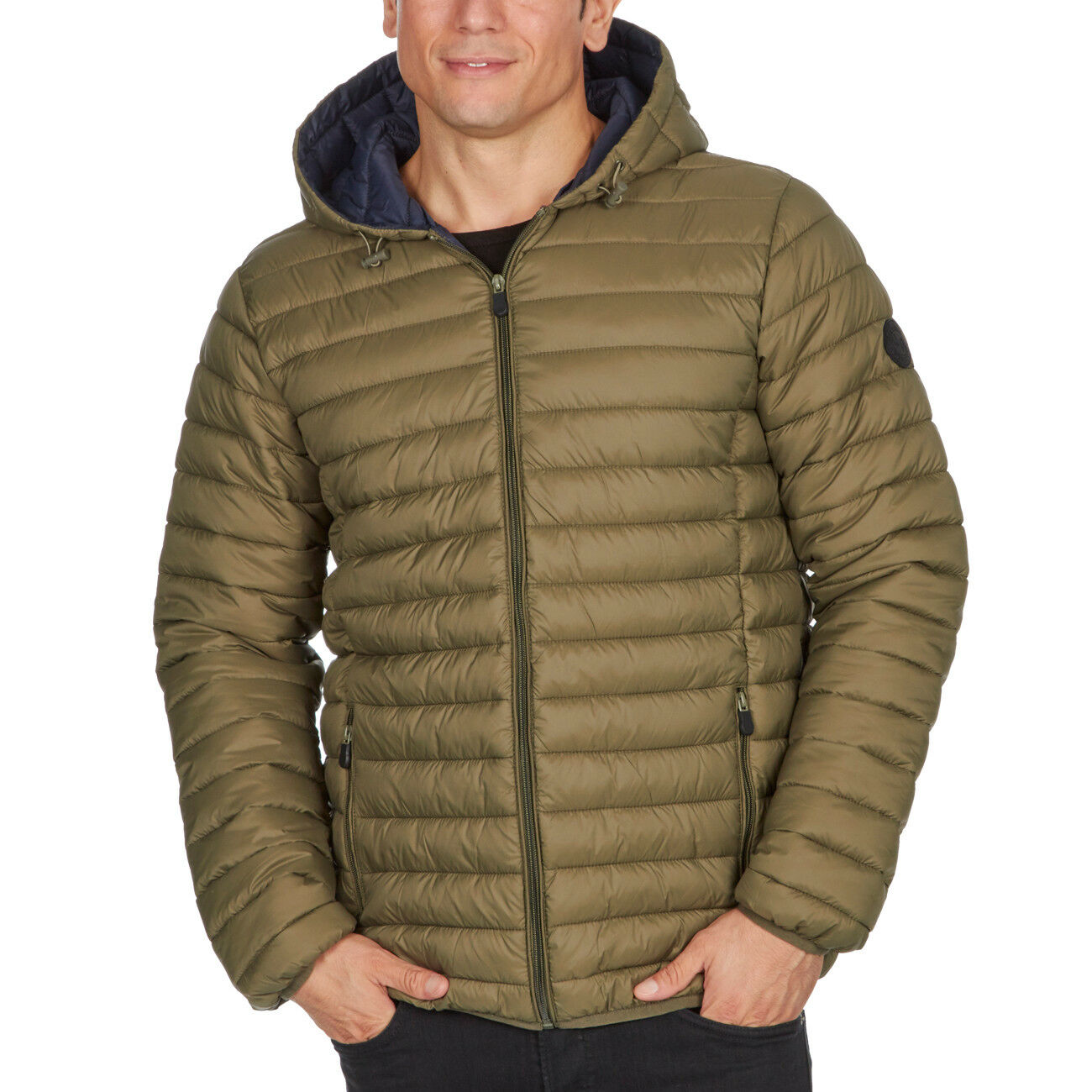 Mens Puffer Hooded Jackets Quilted Lightweight Coats Casual Padded ...
