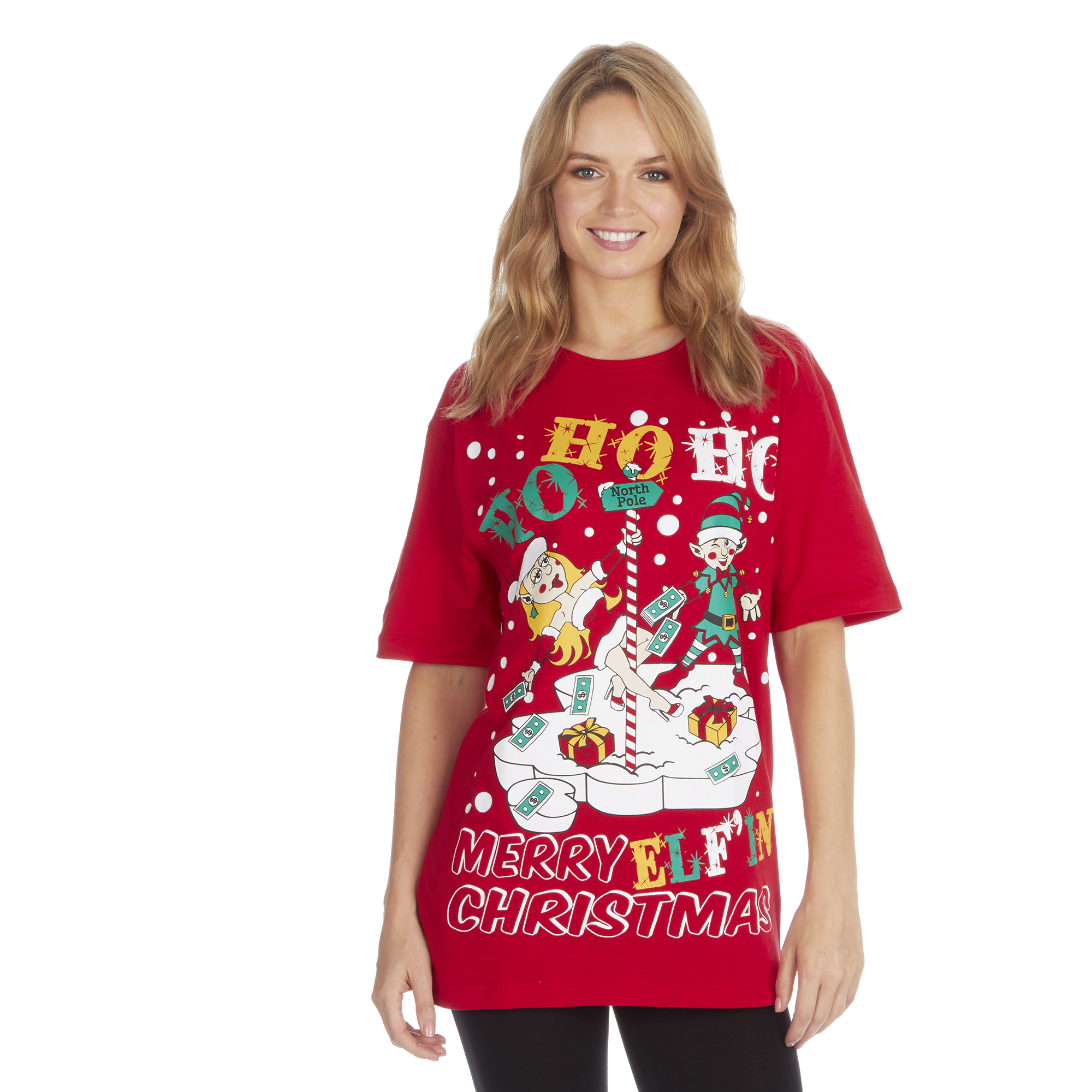 Mens Womens Naughty Cotton Funny Christmas Xmas Top T-shirt Joke Funky ...
