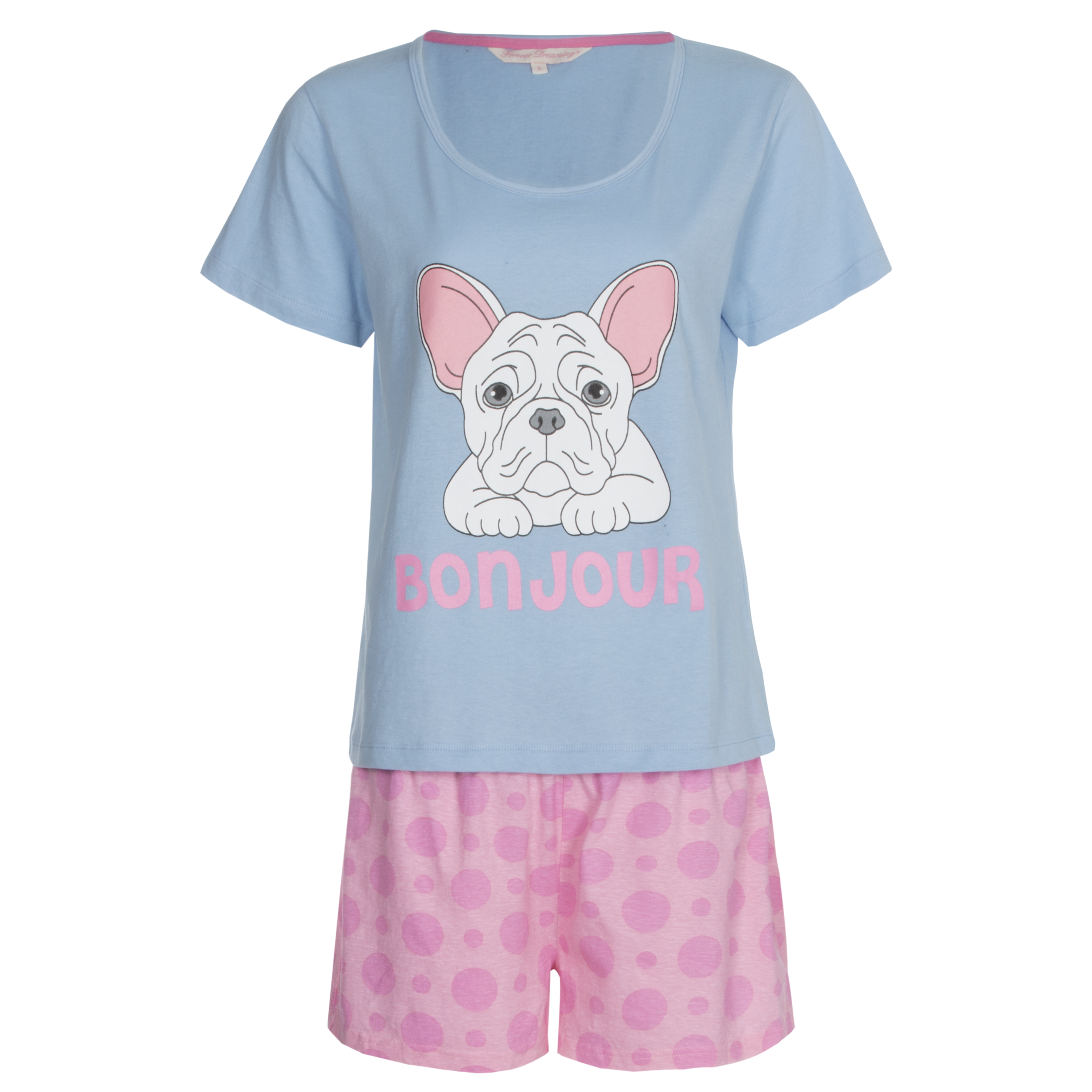 Ladies Novelty Printed Pyjama Set Tshirt Shorts Nightwear PJ's Cotton