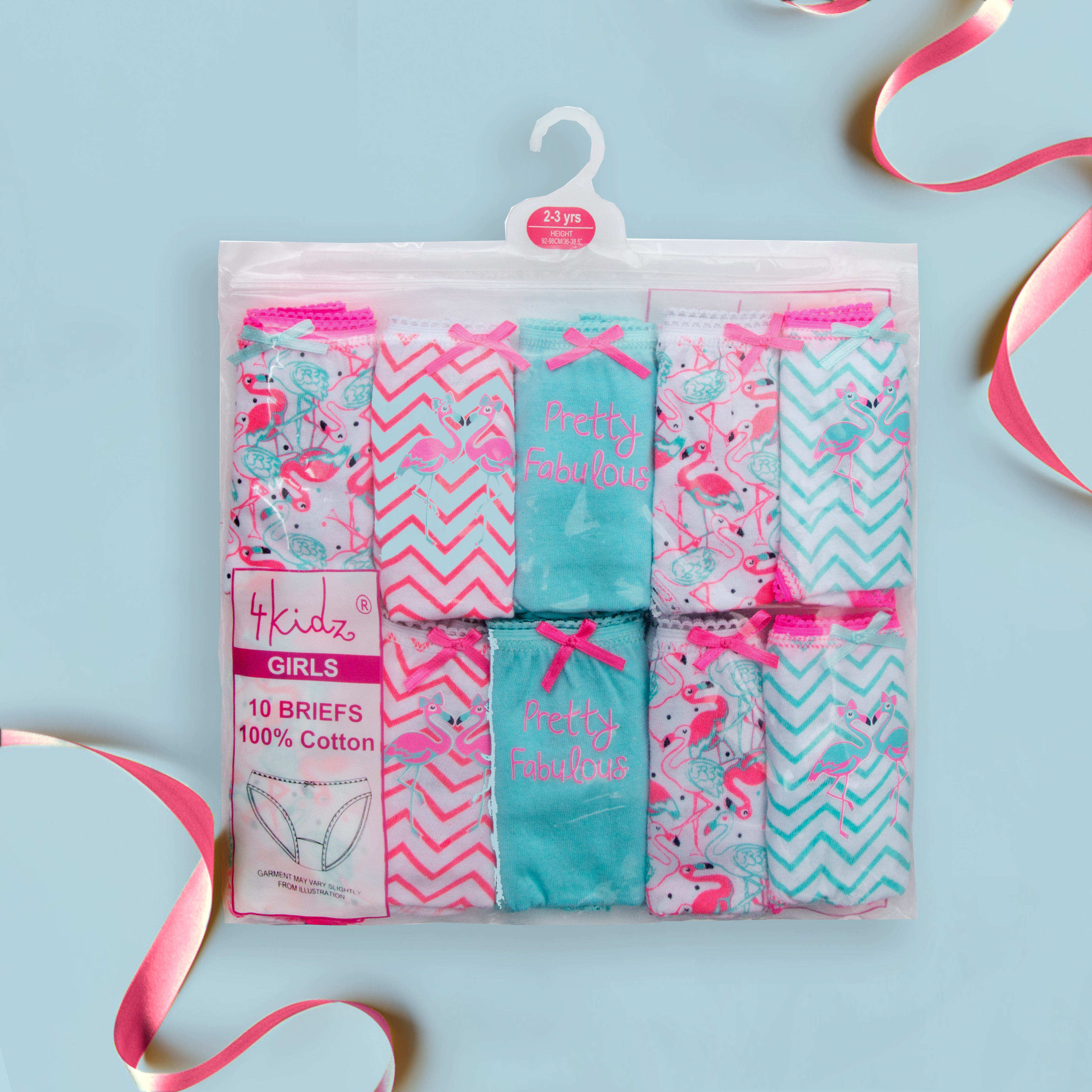 Metzuyan Girls Novelty Animal Cotton Brief Knickers 10 Pairs Flamingo /& Mermaid 13 Years
