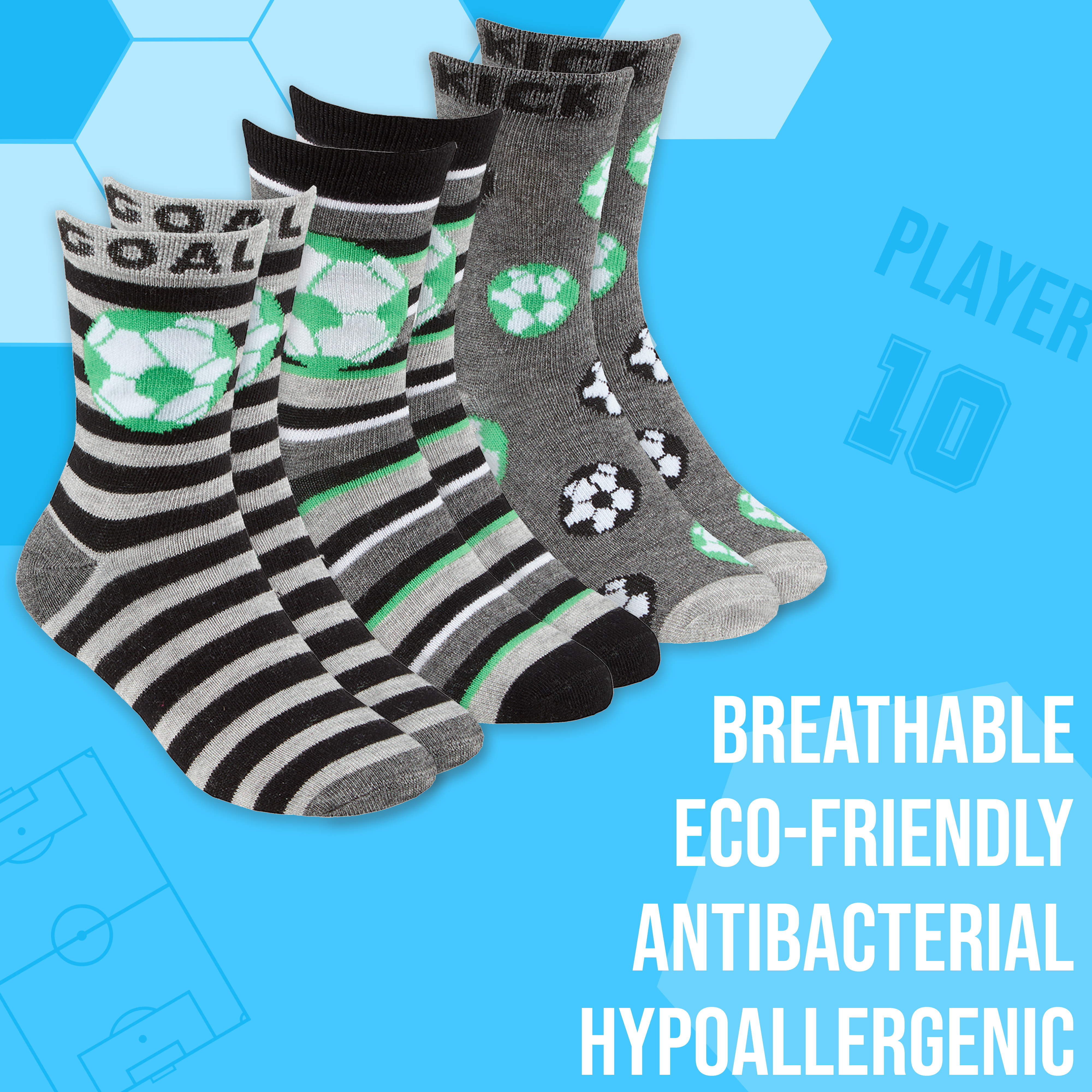 Kids Boys Bamboo Crew Socks Novelty Cartoon Football Size UK 6-8.5 9-12 12.5-3.5 - Picture 3 of 10