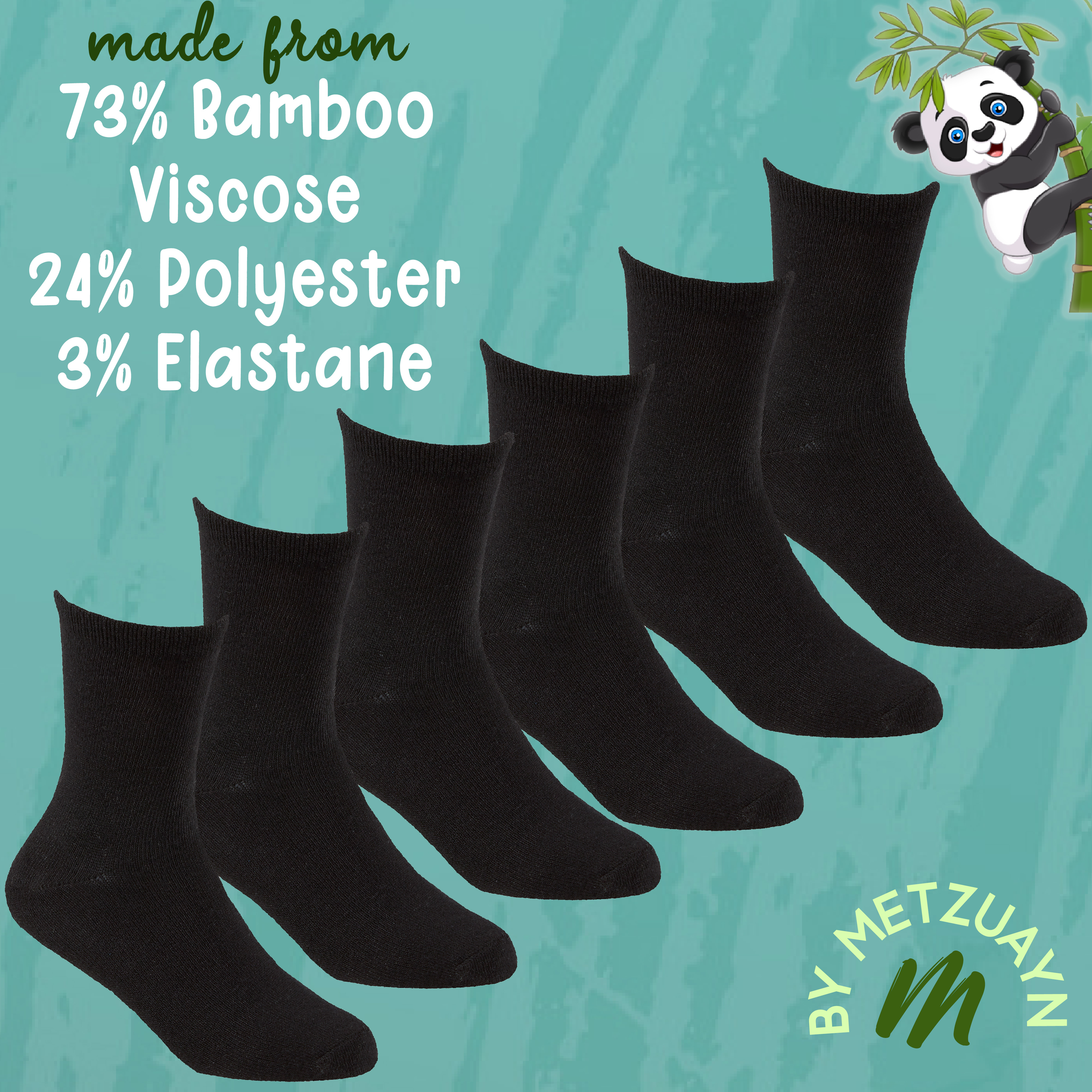 6 Pairs Kids Girls Boys Unisex Natural Bamboo Crew Everyday Back To School Socks - Picture 7 of 18