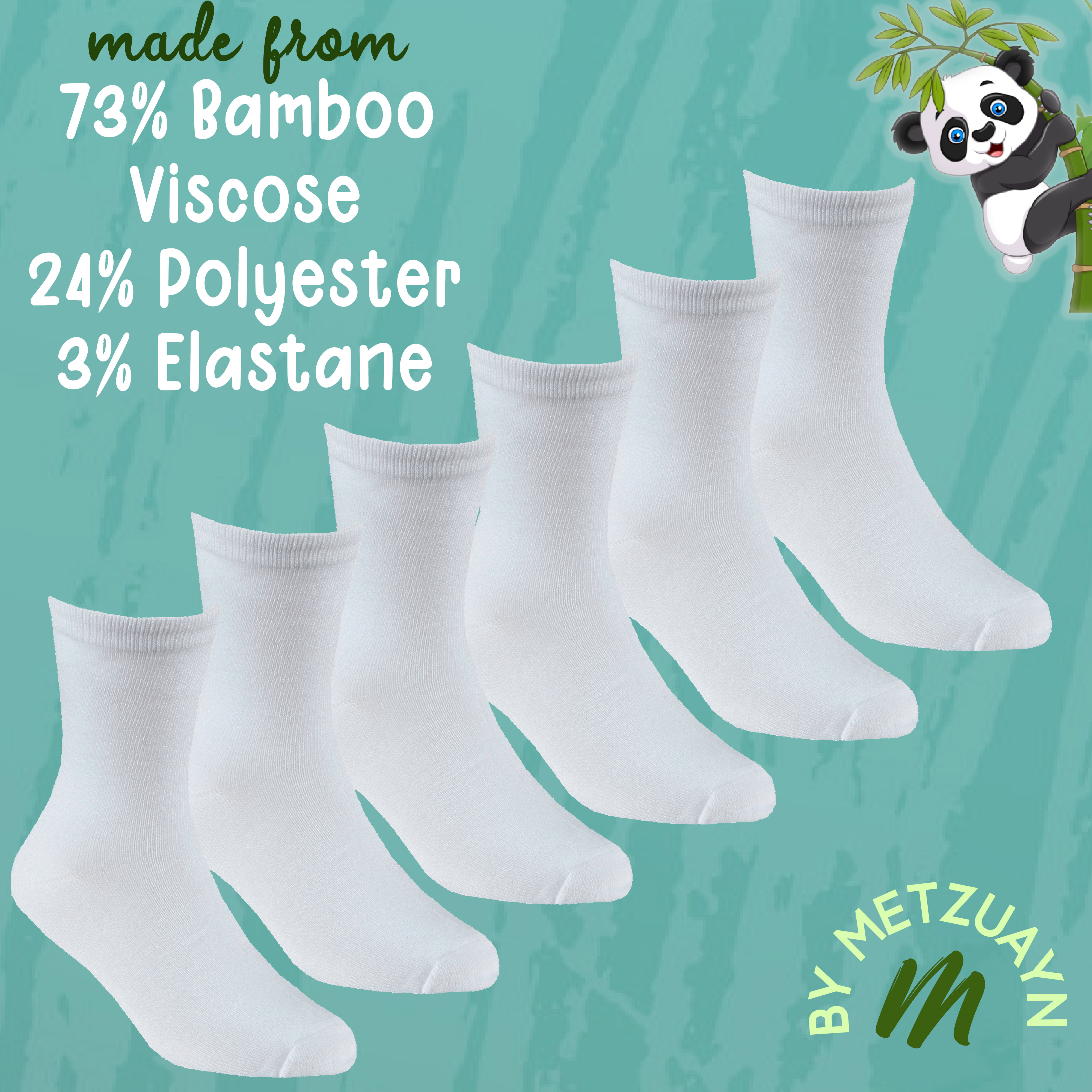 6 Pairs Kids Girls Boys Unisex Natural Bamboo Crew Everyday Back To School Socks - Picture 15 of 18