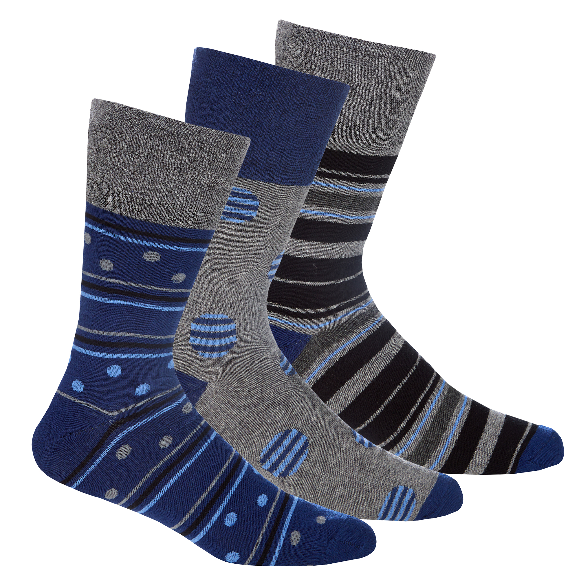 Calcetines Para Hombre Estampados Ajuste Cómodo Top No Elástico Algodón Azul Rico Negro 6-11 - Imagen 6 de 7