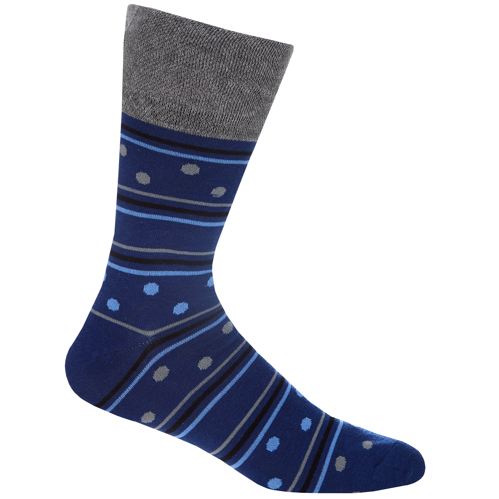 Calcetines Para Hombre Estampados Ajuste Cómodo Top No Elástico Algodón Azul Rico Negro 6-11 - Imagen 7 de 7