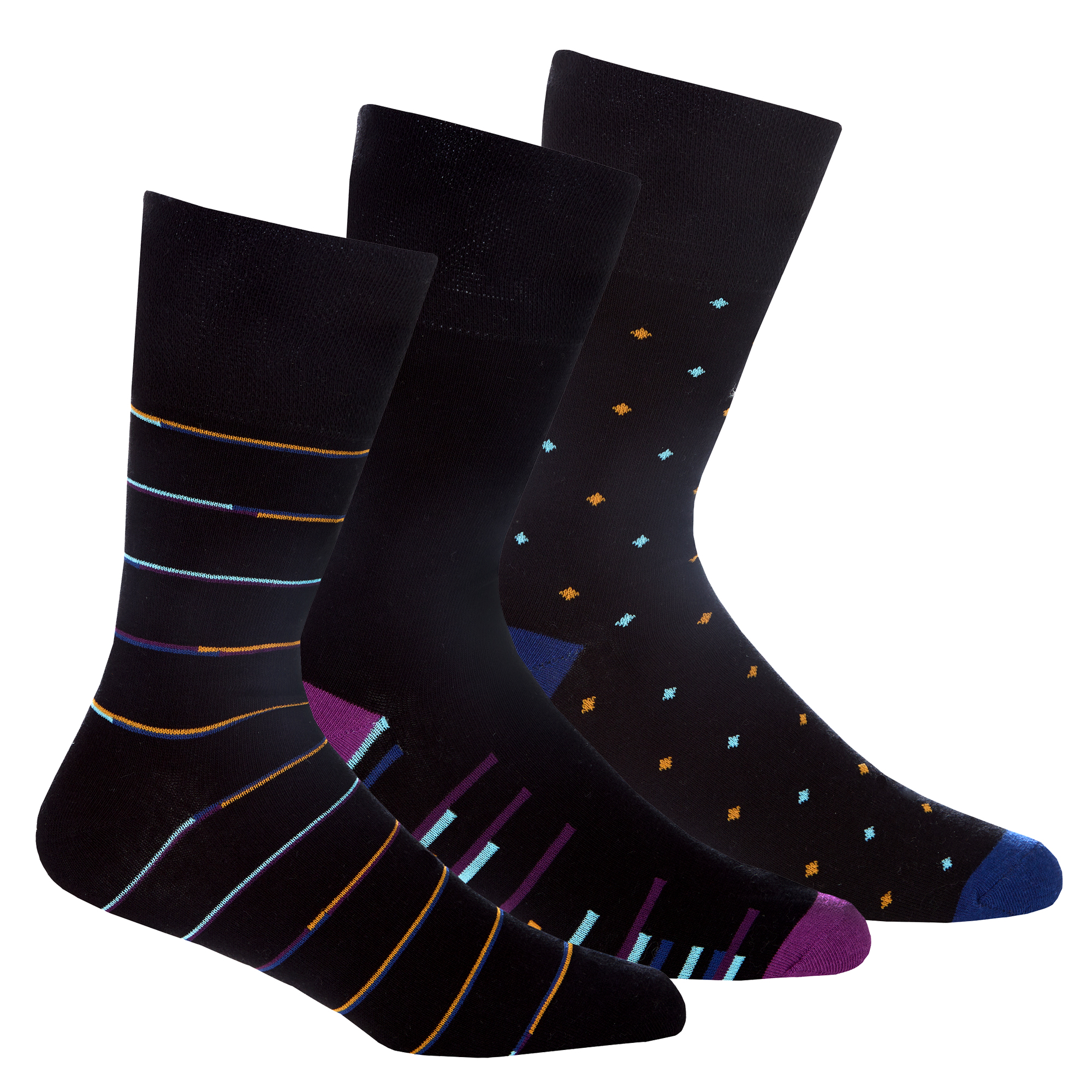 Calcetines Para Hombre Estampados Ajuste Cómodo Top No Elástico Algodón Azul Rico Negro 6-11 - Imagen 4 de 7