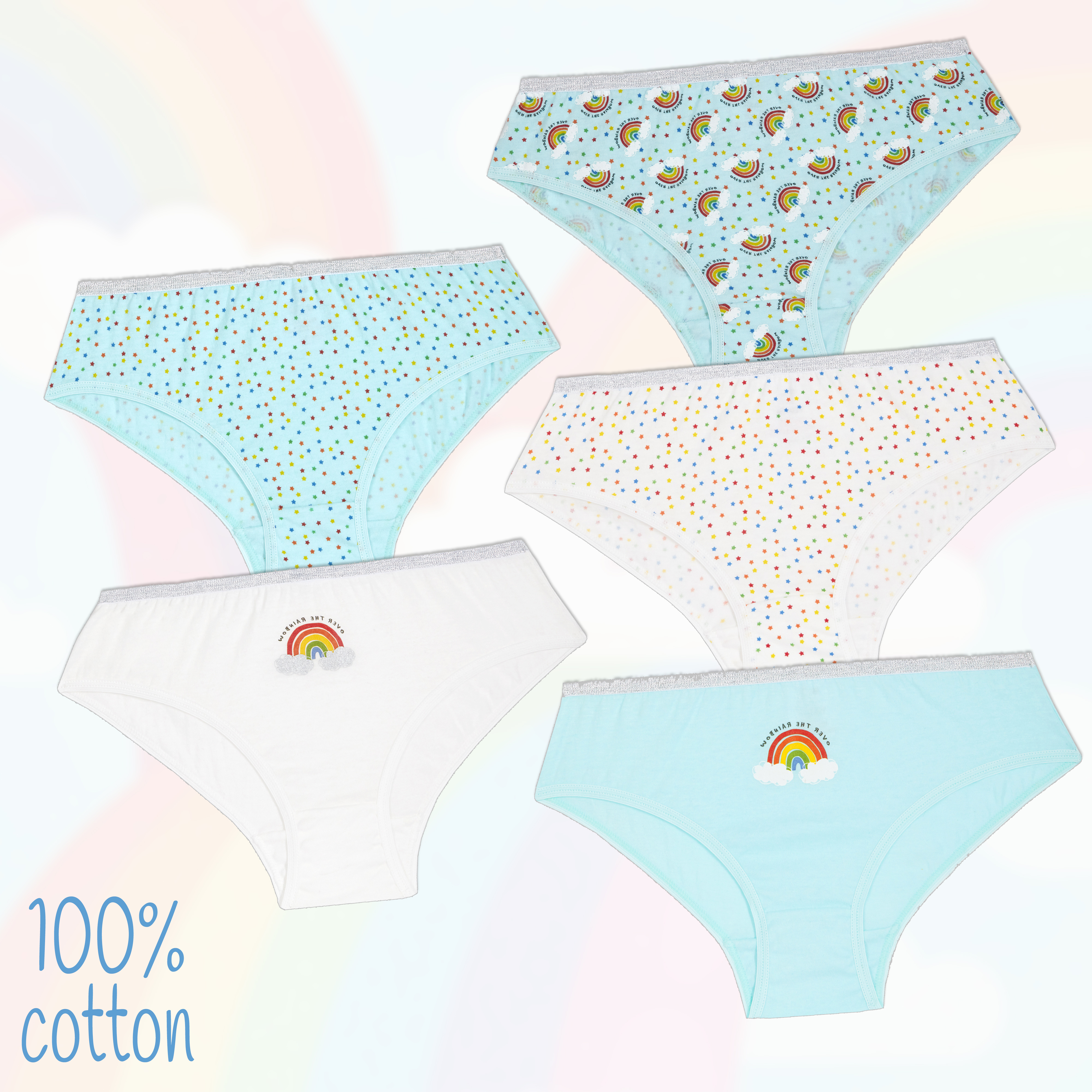 5 Pairs Girls Knickers Pants Underwear Hipsters 100 Cotton Underpants