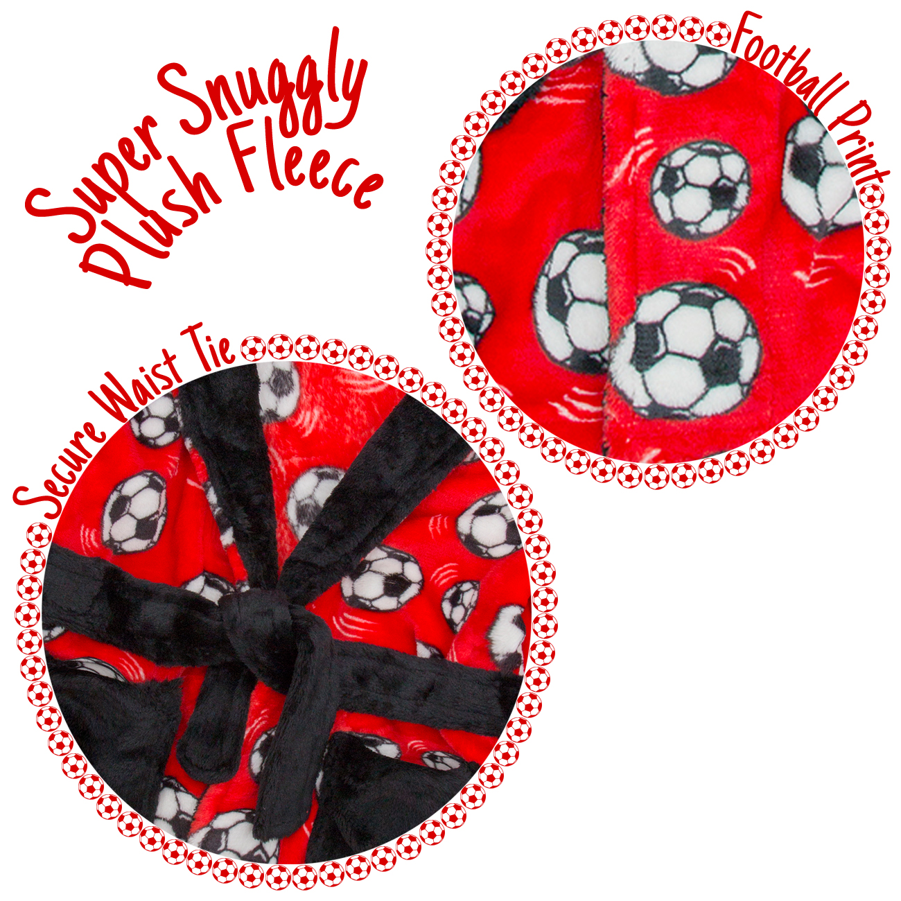 Childrens Infant Boys Football Dressing Robe Soccer Print Hooded Fleece