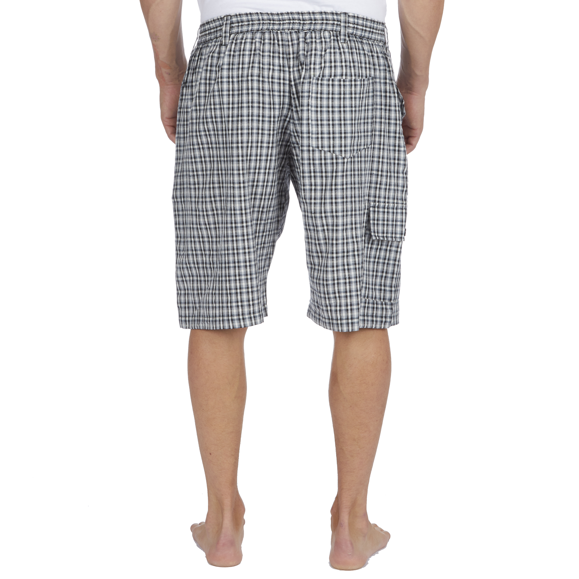 mens-shorts-checked-woven-pyjama-bottoms-cotton-blend-twill-pj-pjs