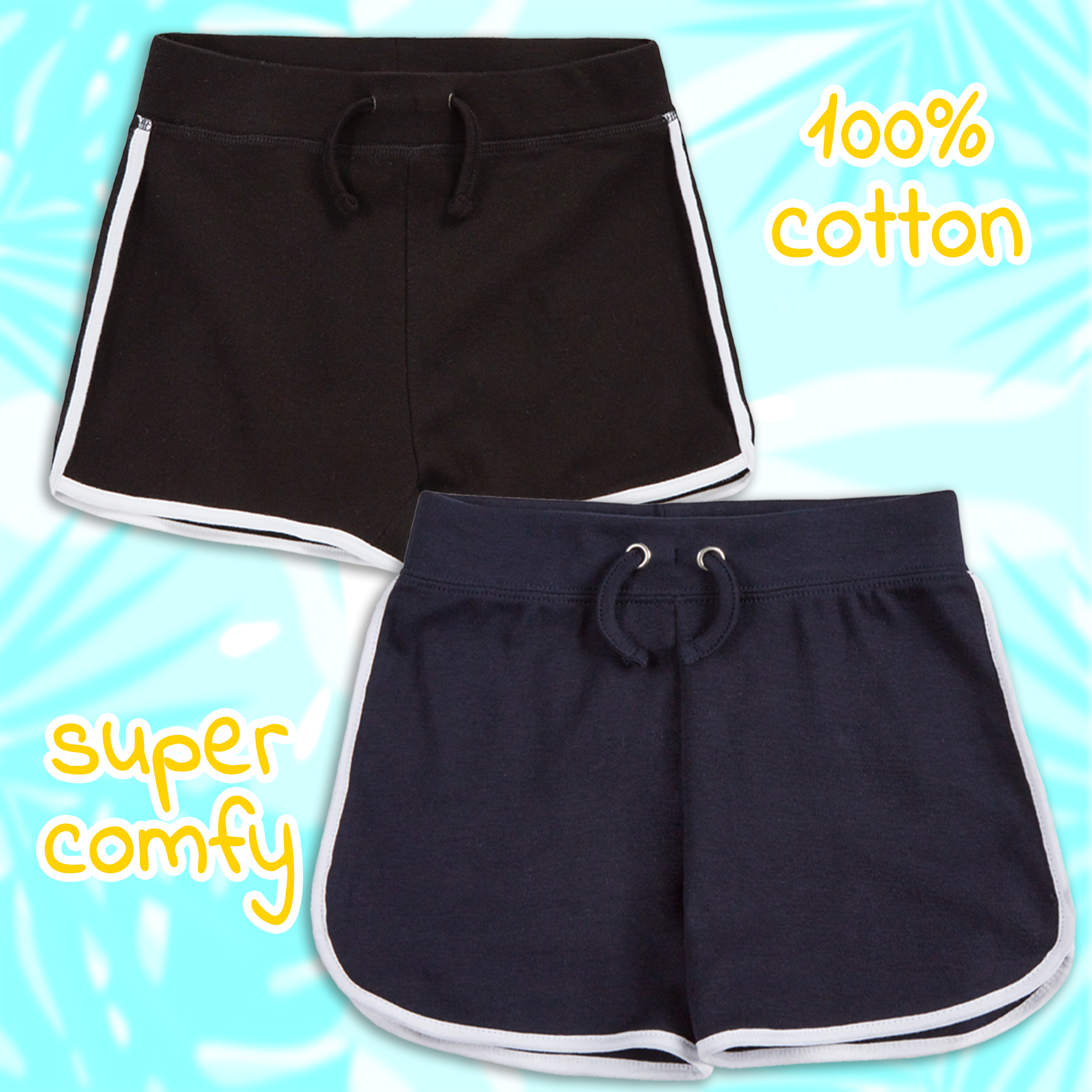 Girls 100% Cotton Retro Stripe Shorts Kids 2 Pack Shorts Summer Holiday Bottoms Hot Pants Beach Garden Bundle 2-3 3-4 4-5 5-6 7-8 9-10 11-10 13 Years 