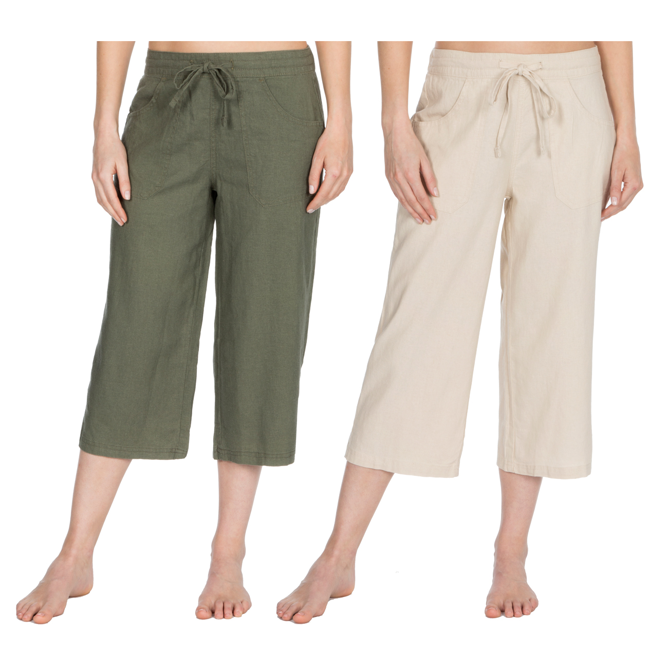 Metzuyan Womens 3/4 Capri Pants Cropped Elasticated Trousers Sizes 10-14 
