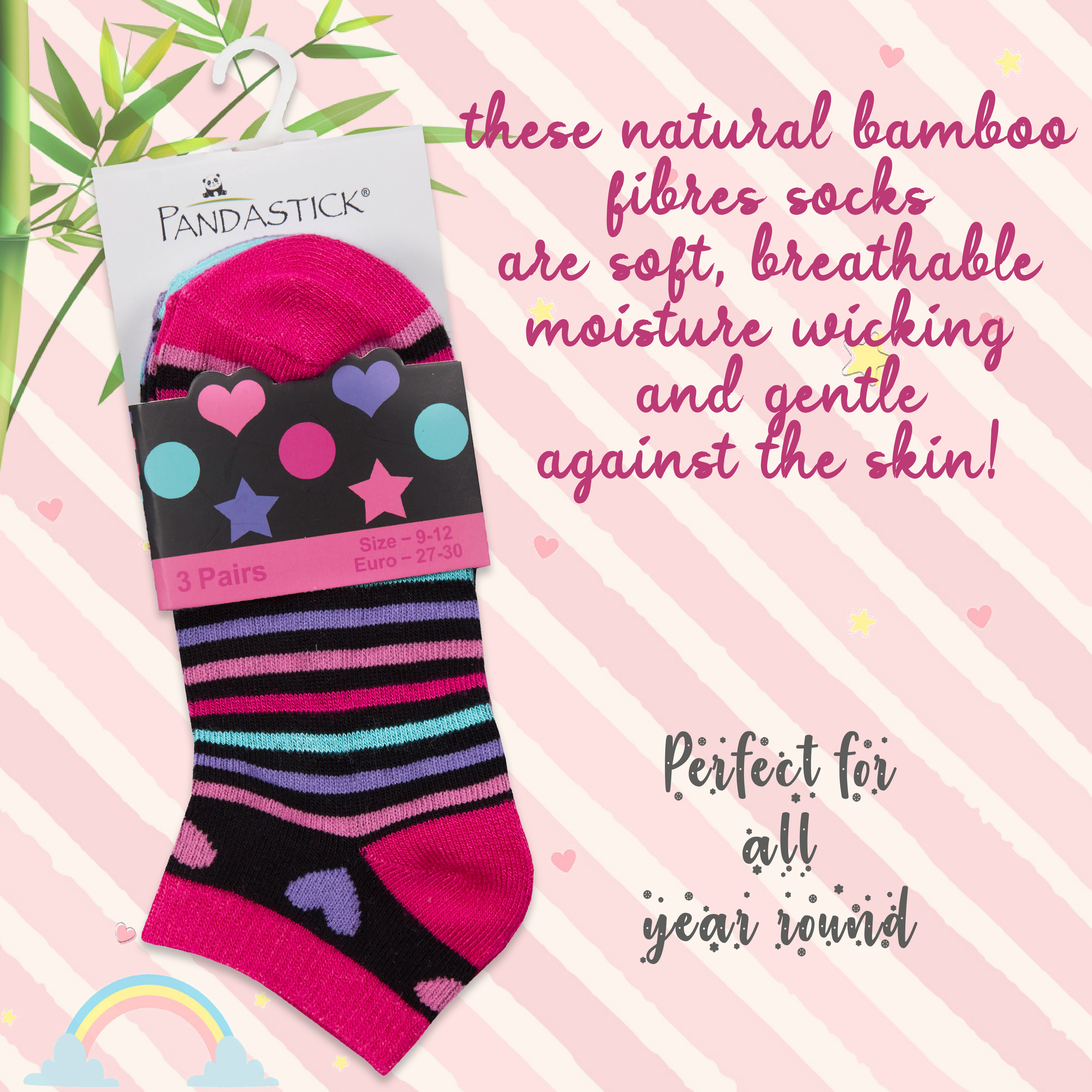 3 6 Pairs Kids Girls Bamboo Trainer Liner Low Cut Novelty Socks 6-8 9-12 12.5-3 - Picture 10 of 11