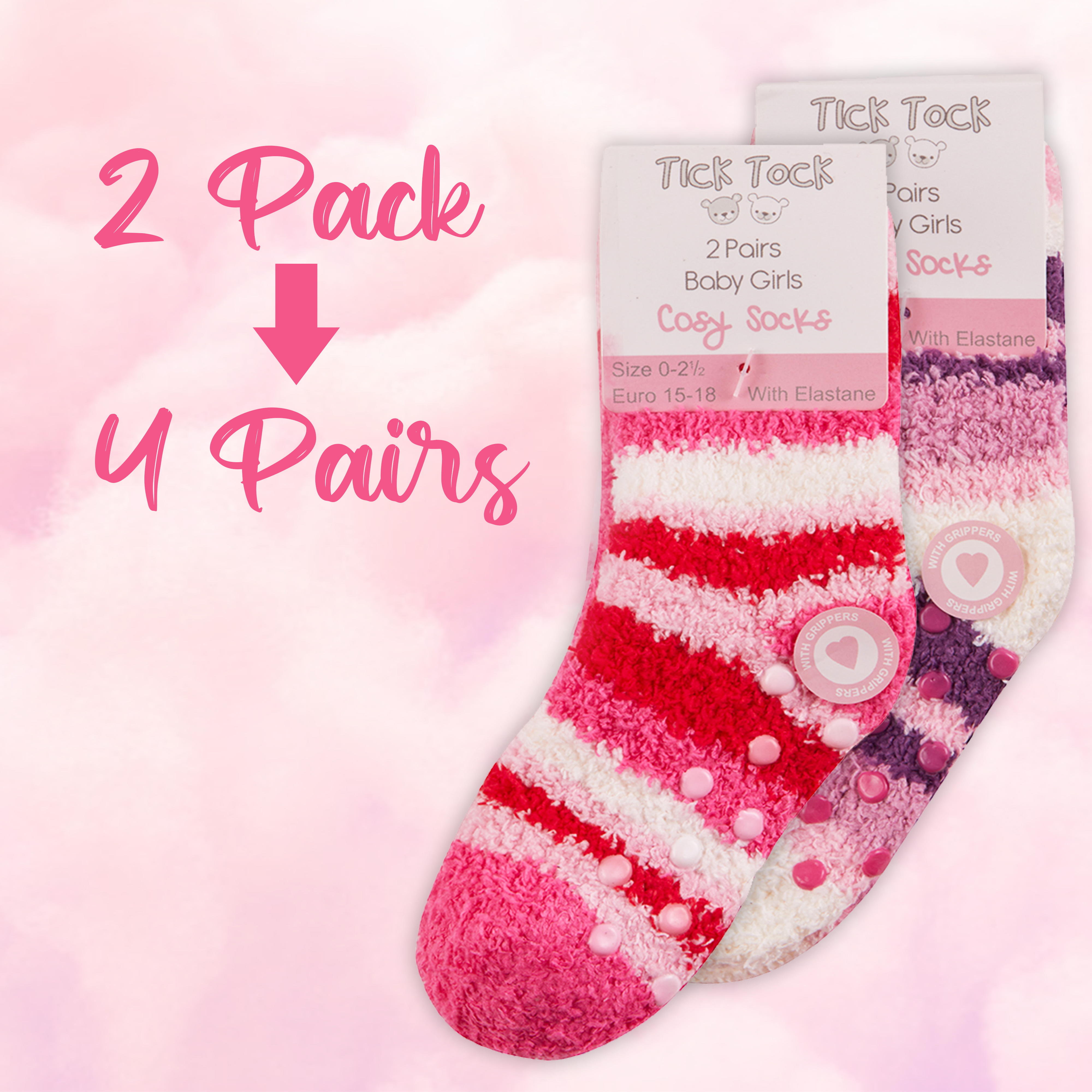 Newborn Baby Boys 4 Packs Socks Anti Slip Non Skid Warm Bundle Size 0-5.5 