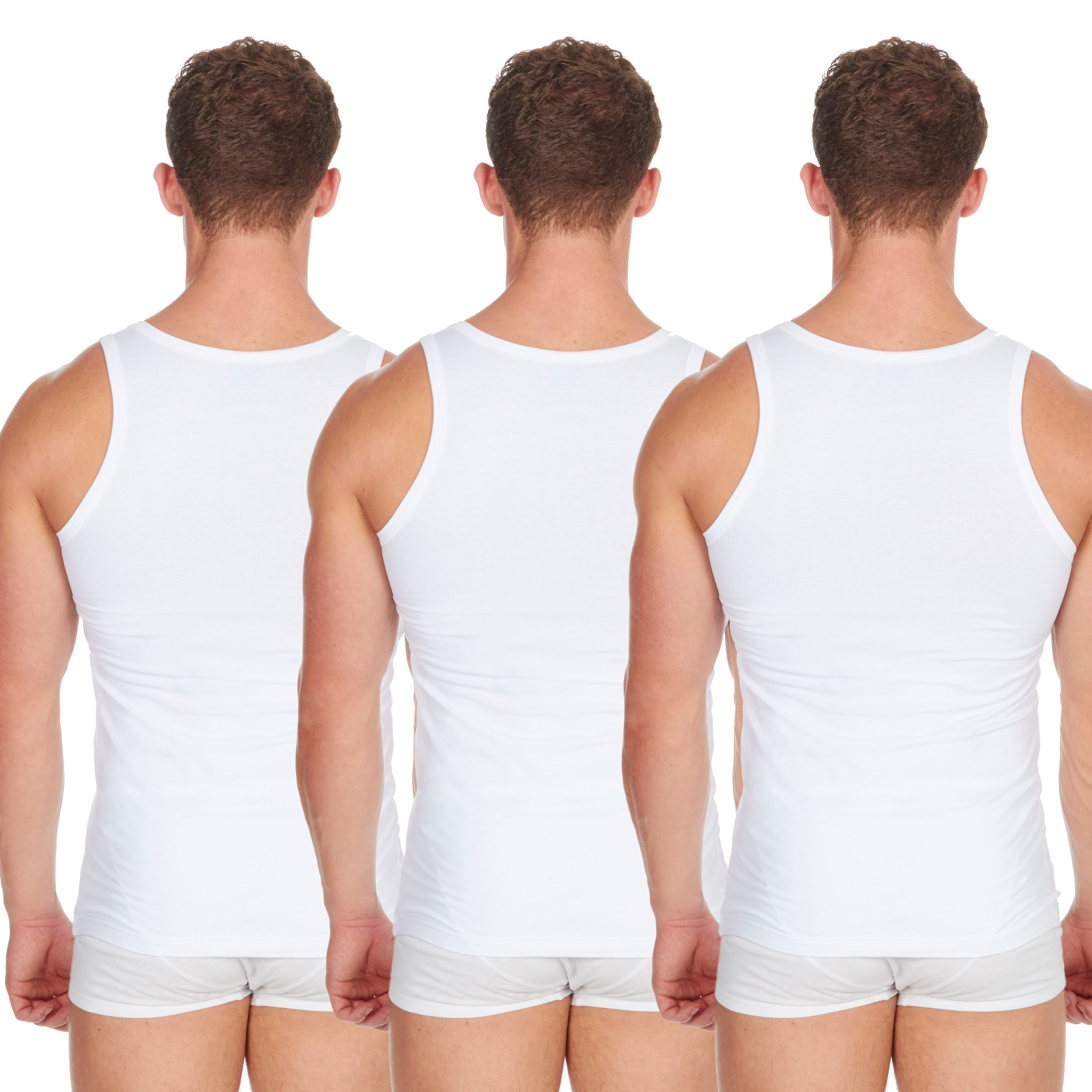 2 or 3 Pack of Men's 100% Cotton Slim Fit Vest Fitted Gym Top Singlet in White 