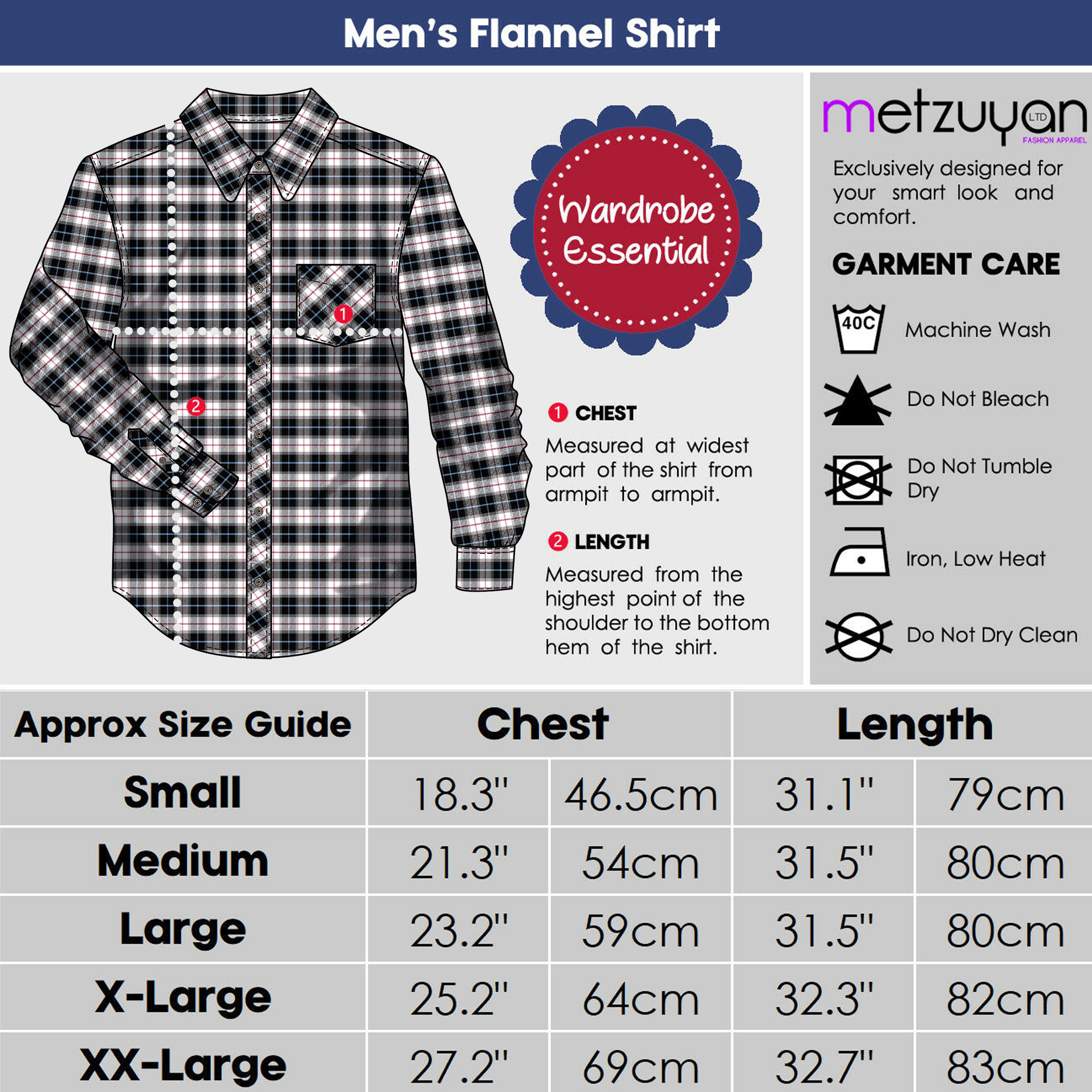 Mens Flannel Checked Shirt 100% Cotton Long Sleeve Casual Button Down ...