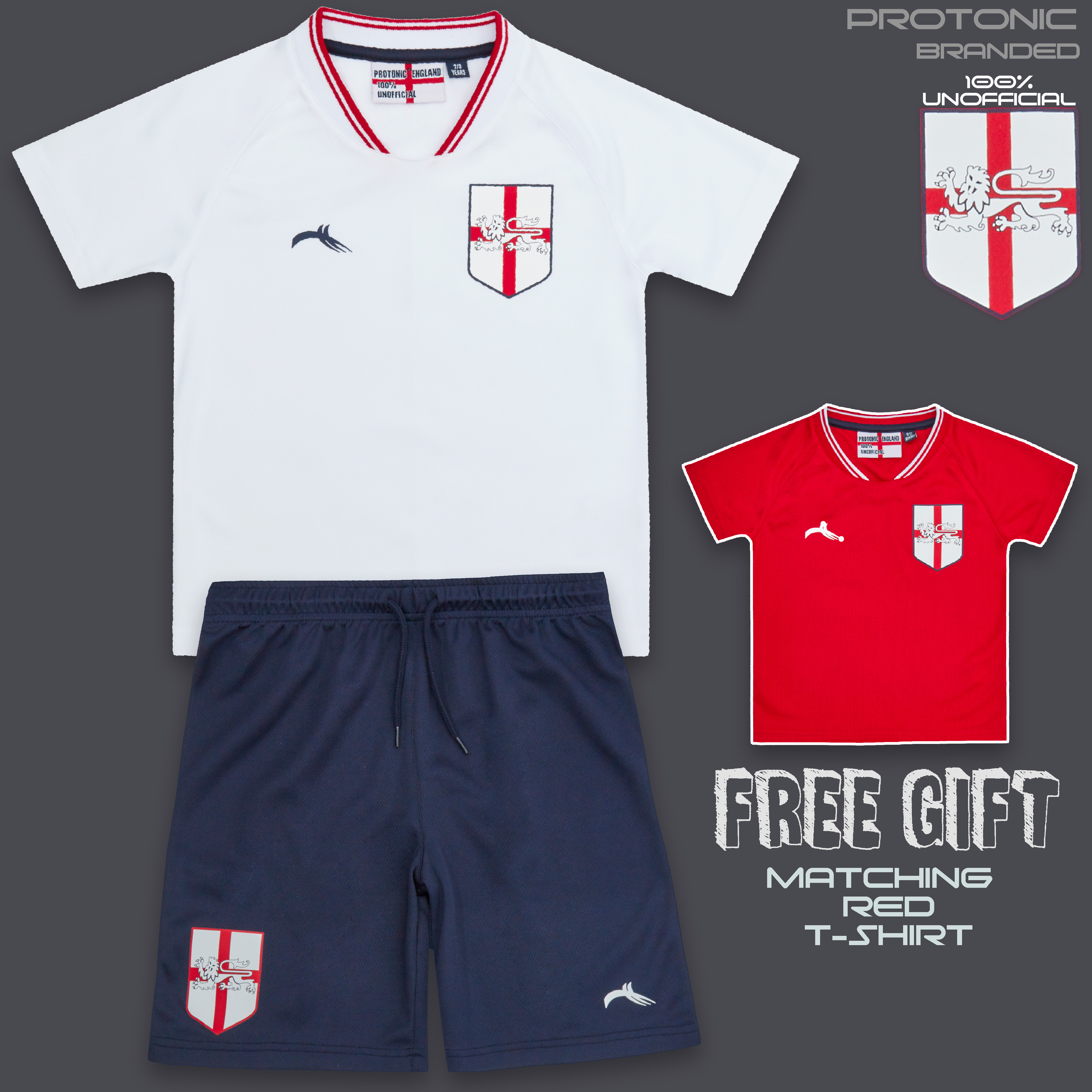Metzuyan Childrens Kids Boys England Home Football Red T-Shirt Short Set Kit 2-6 Years