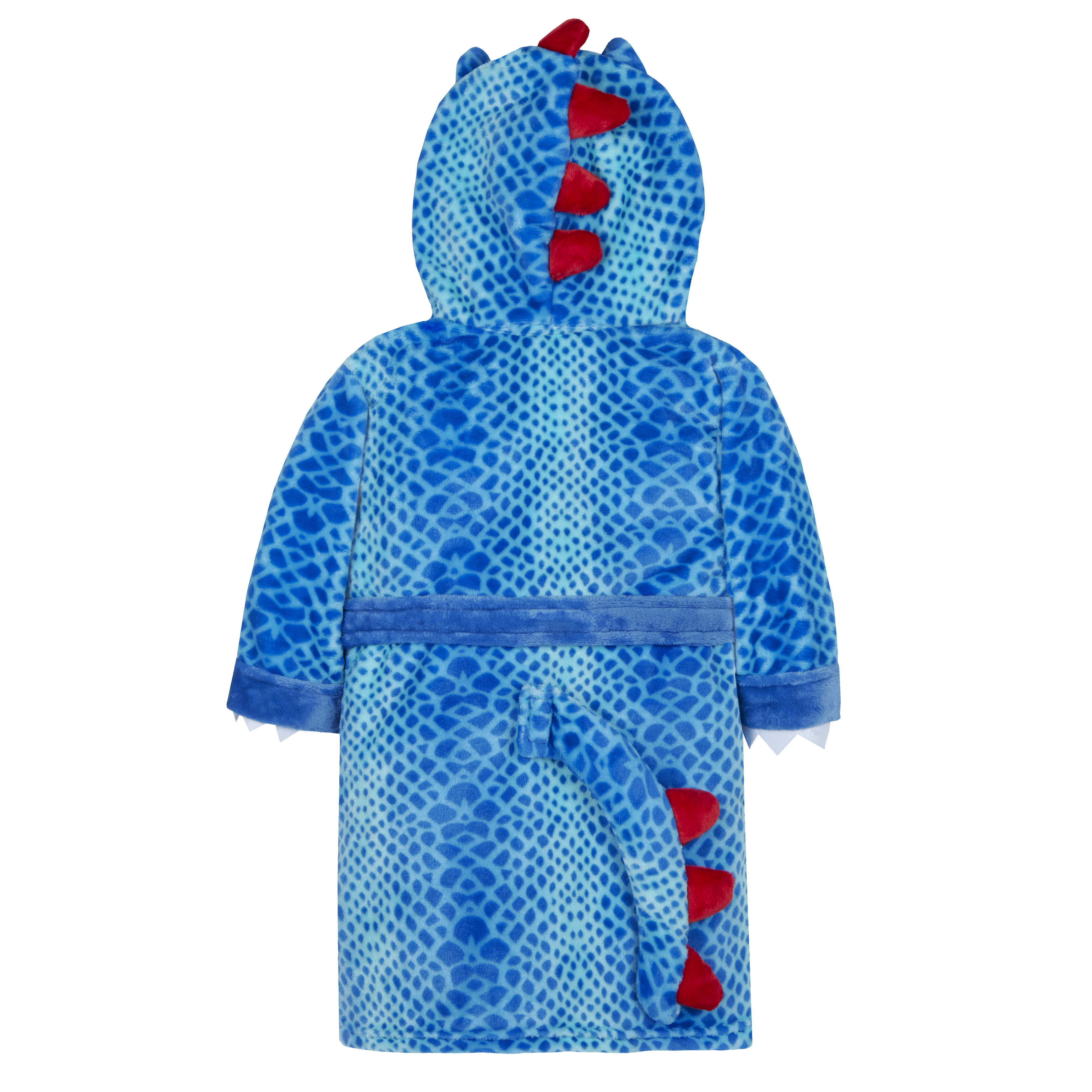 Boys Dino Dinosaur Bones Dressing Gown Robe Plush Fleece Toddler Winter Hooded