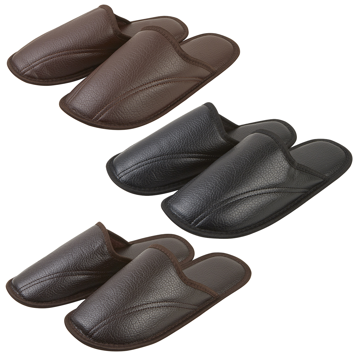 Pierre Roche Men&#39;s Recycled Faux Leather Memory Foam Mule Slippers Sizes 6-11 | eBay