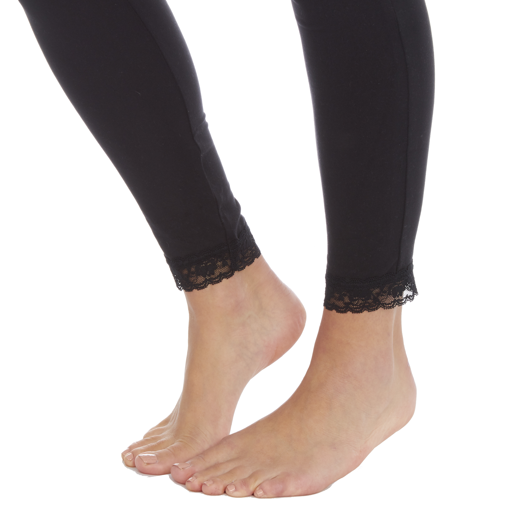 Womens Ladies Pyjama Set Camisole Cami Top Leggings Lace Trim Black Cream  S-XL