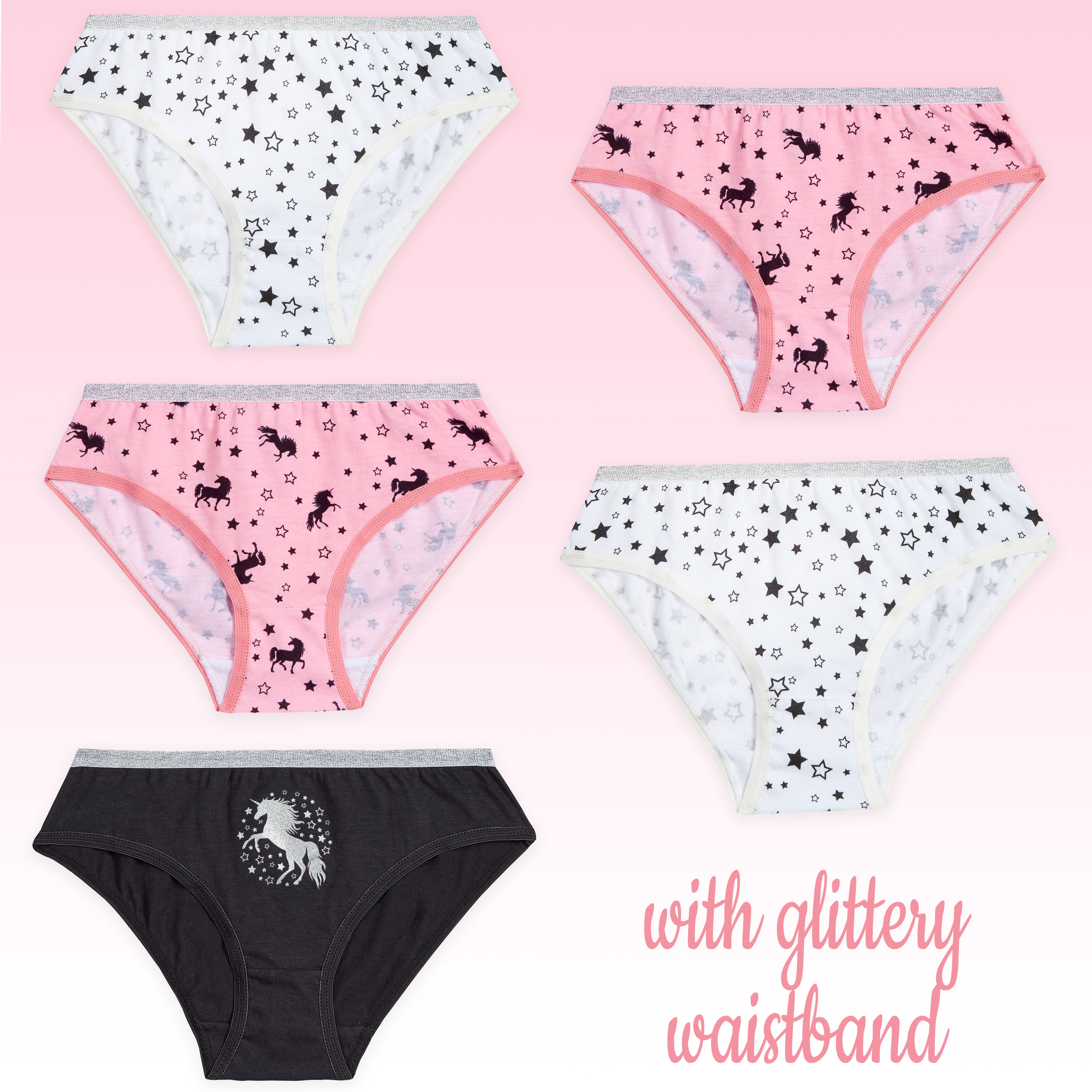 Girls Briefs 5 Pairs Underwear 100% Cotton Pants Rainbow Knickers Underpants Set - Picture 15 of 55