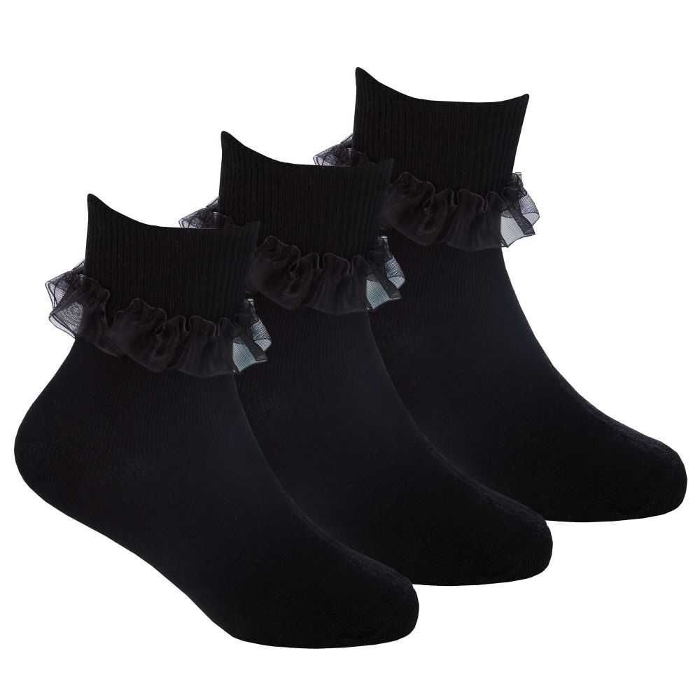 3 pares de calcetines de encaje para niños y niñas hasta el tobillo de algodón ricos calcetines diarios escolares - Imagen 7 de 10