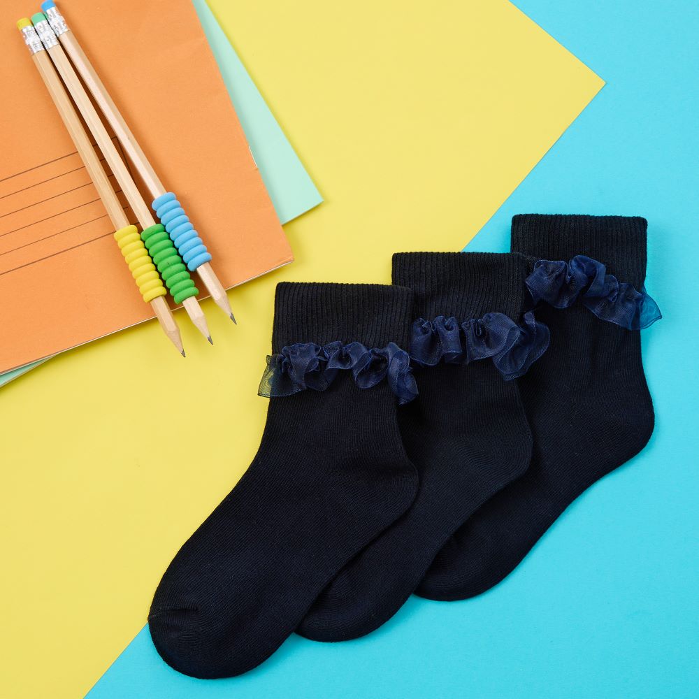 3 pares de calcetines de encaje para niños y niñas hasta el tobillo de algodón ricos calcetines diarios escolares - Imagen 2 de 10