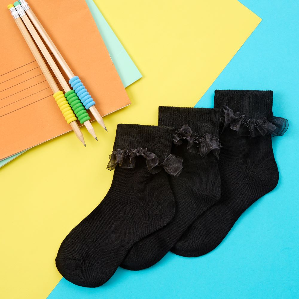 3 pares de calcetines de encaje para niños y niñas hasta el tobillo de algodón ricos calcetines diarios escolares - Imagen 5 de 10