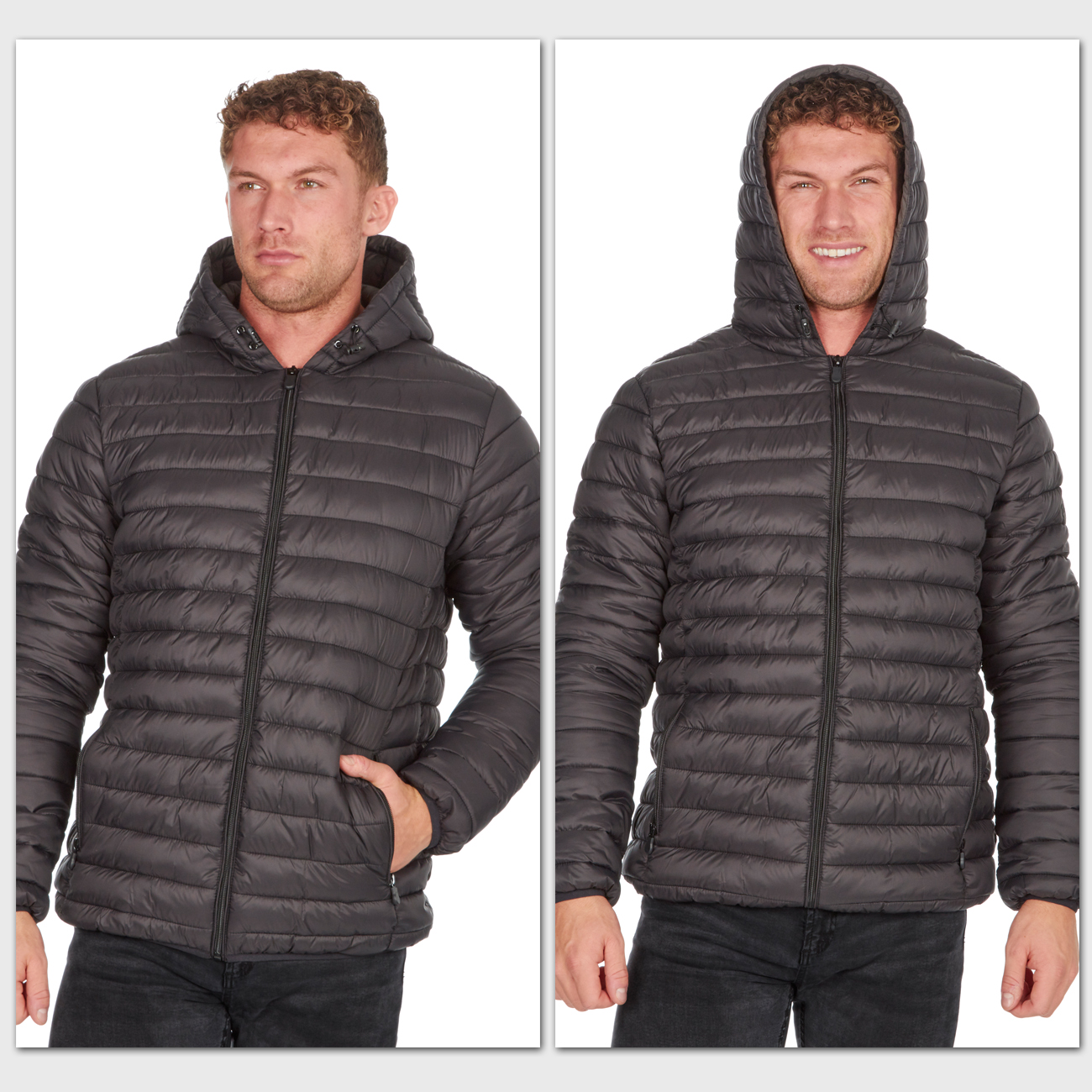 Mens Padded Coats Warm Windproof Lightweight Casual Hooded Puffer 