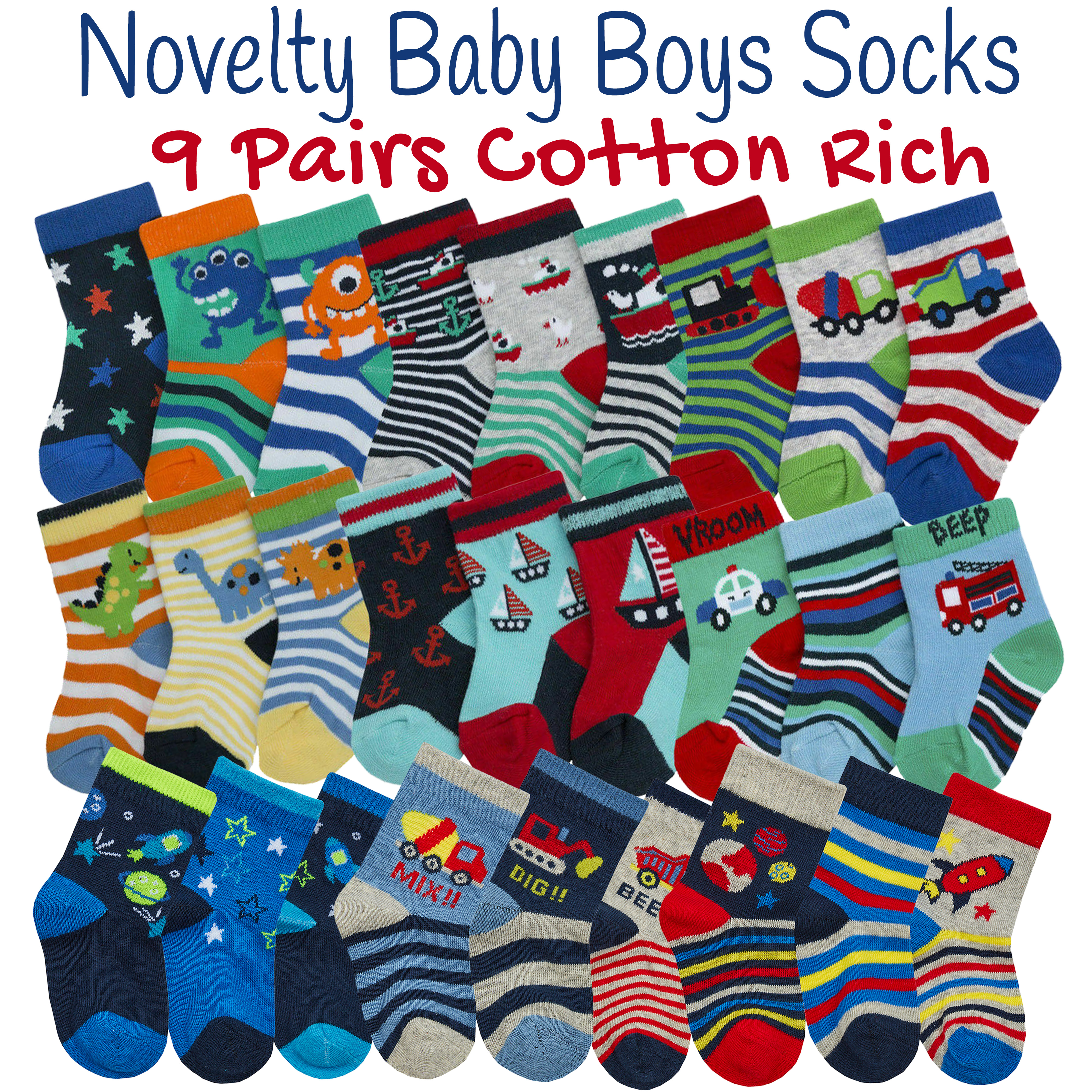 Baby Girls Novelty Cotton Rich Socks Ideal for Newborn to 24 Months 9 Pair Multipack
