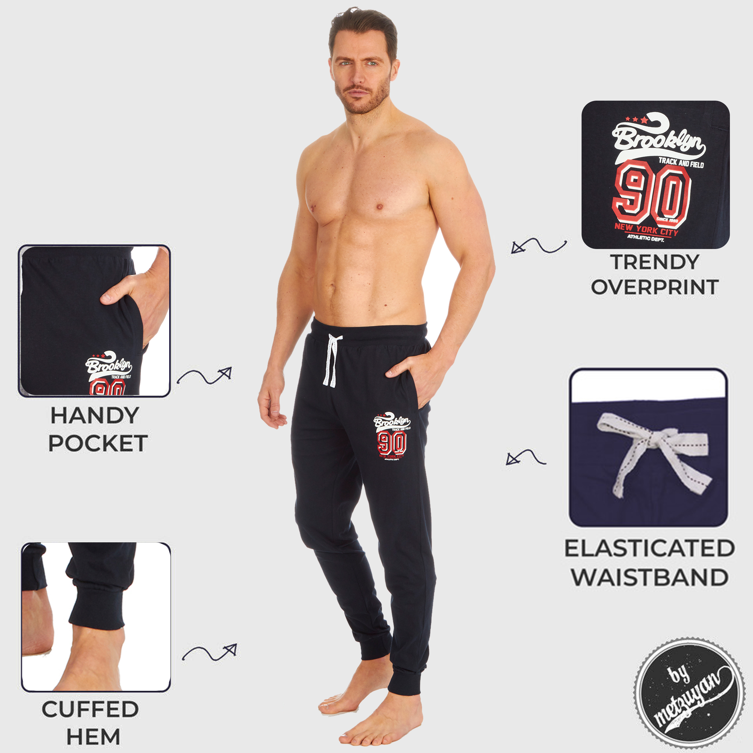 Mens Pyjama Trousers Activewear Sleep Bed Pants Nightwear Lounge Cotton S - XXL - Picture 12 of 14