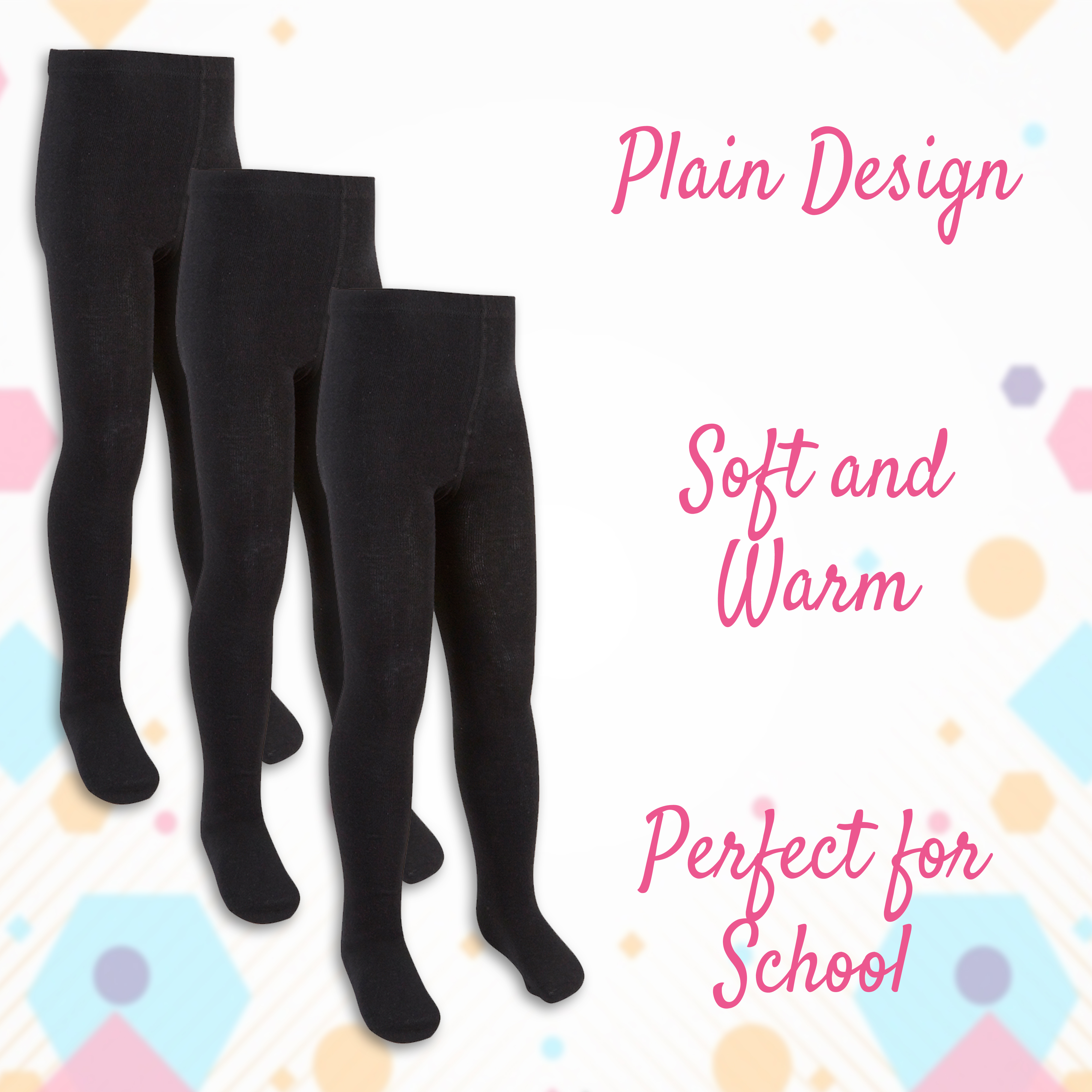 New Girls Kids Tights Soft Cotton Rich Plain Knitted Warm Thick School Tights UK 