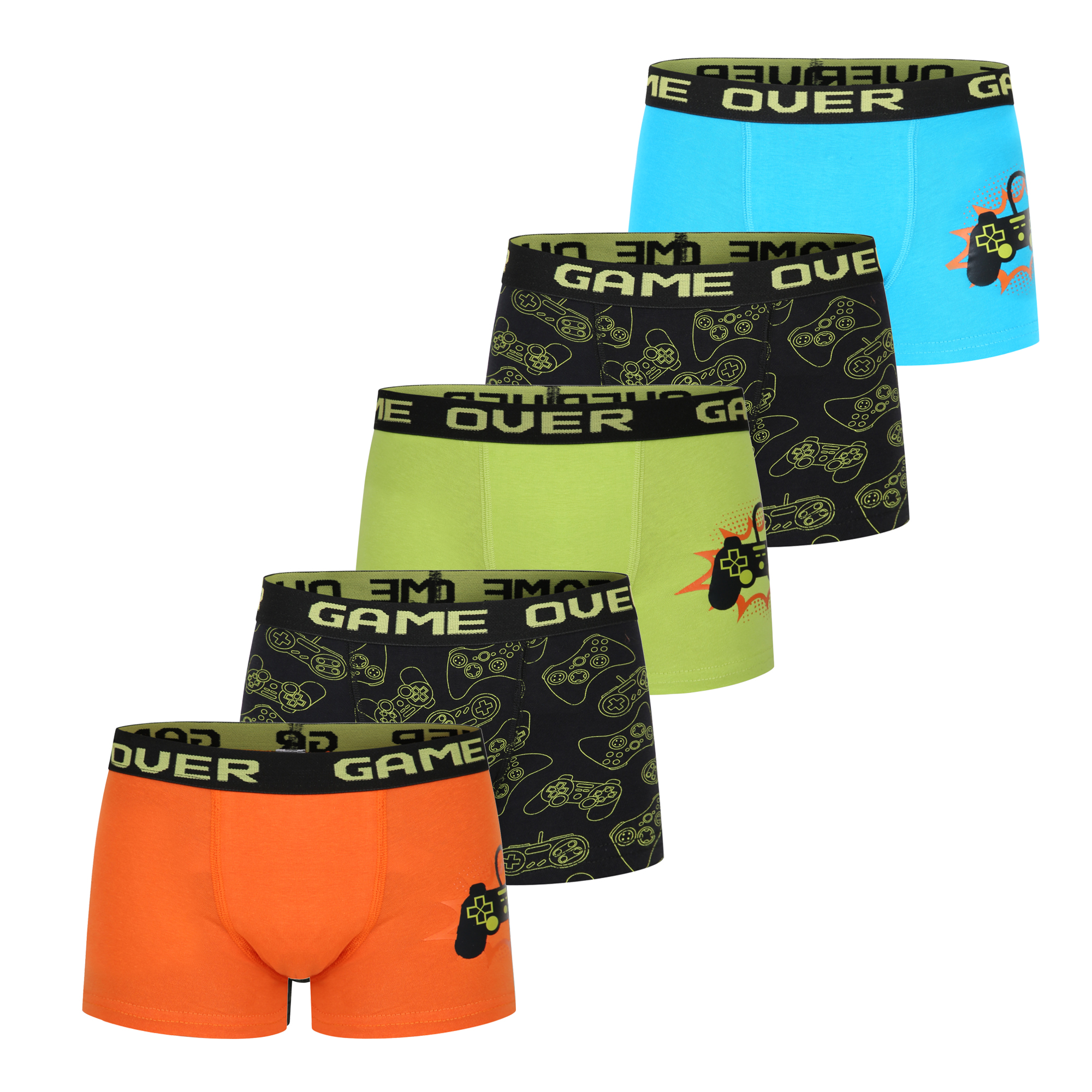 Boys Boxers 5 Pack Trunks Underwear Camo Gaming Design Coloured