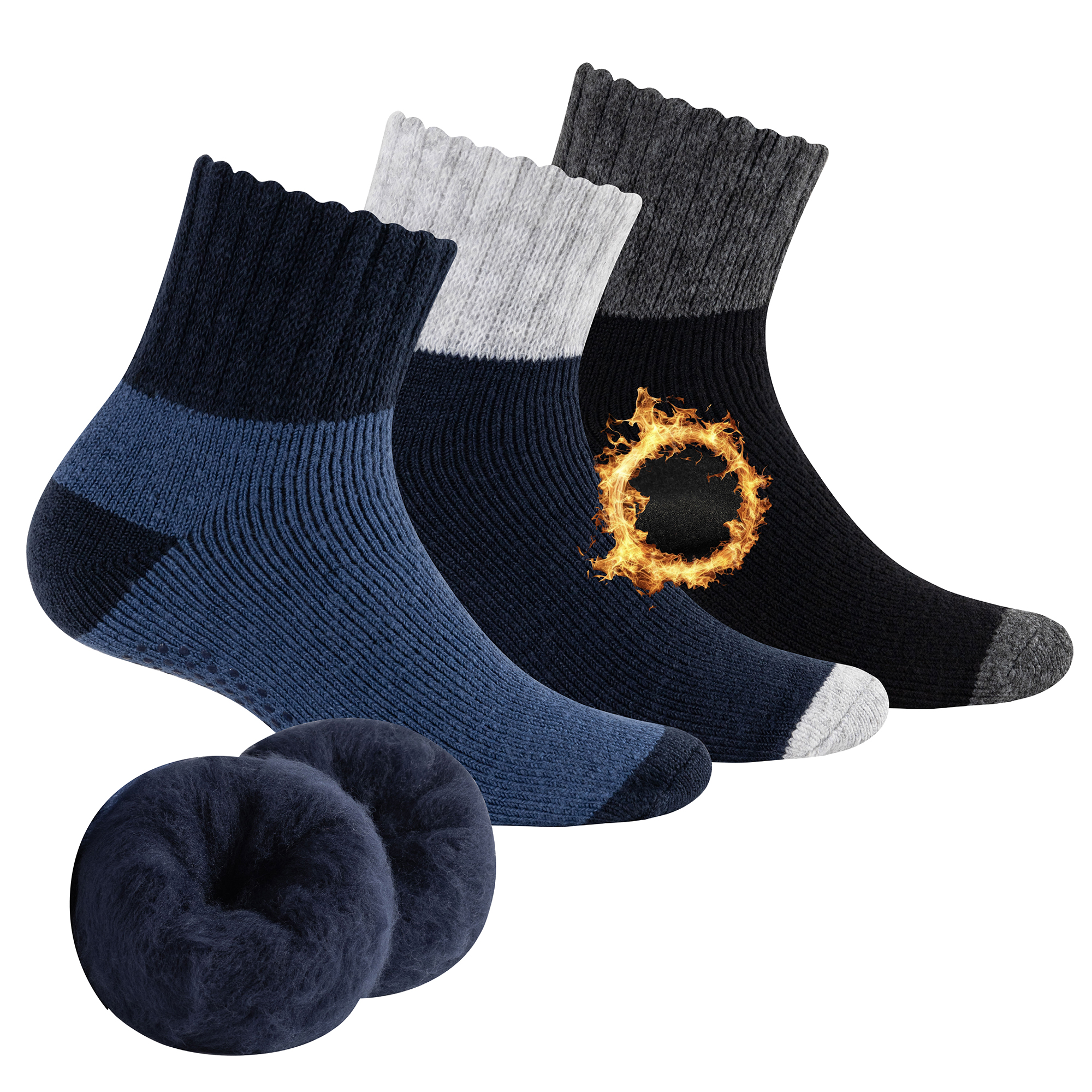 Mens Ladies 3PK Brushed Lounge Socks Super Soft Cosy Warm Thermal Anti-Slip 4-11