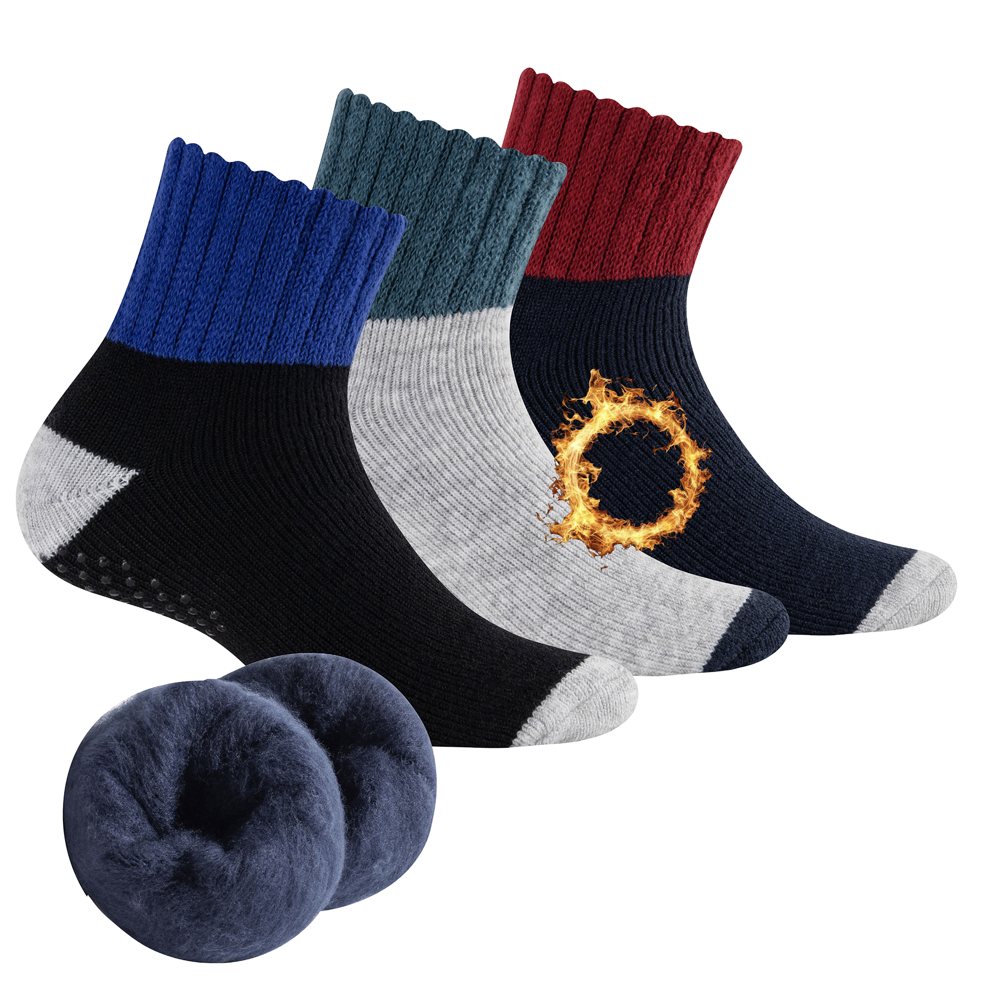 Mens Ladies 3PK Brushed Lounge Socks Super Soft Cosy Warm Thermal Anti-Slip 4-11