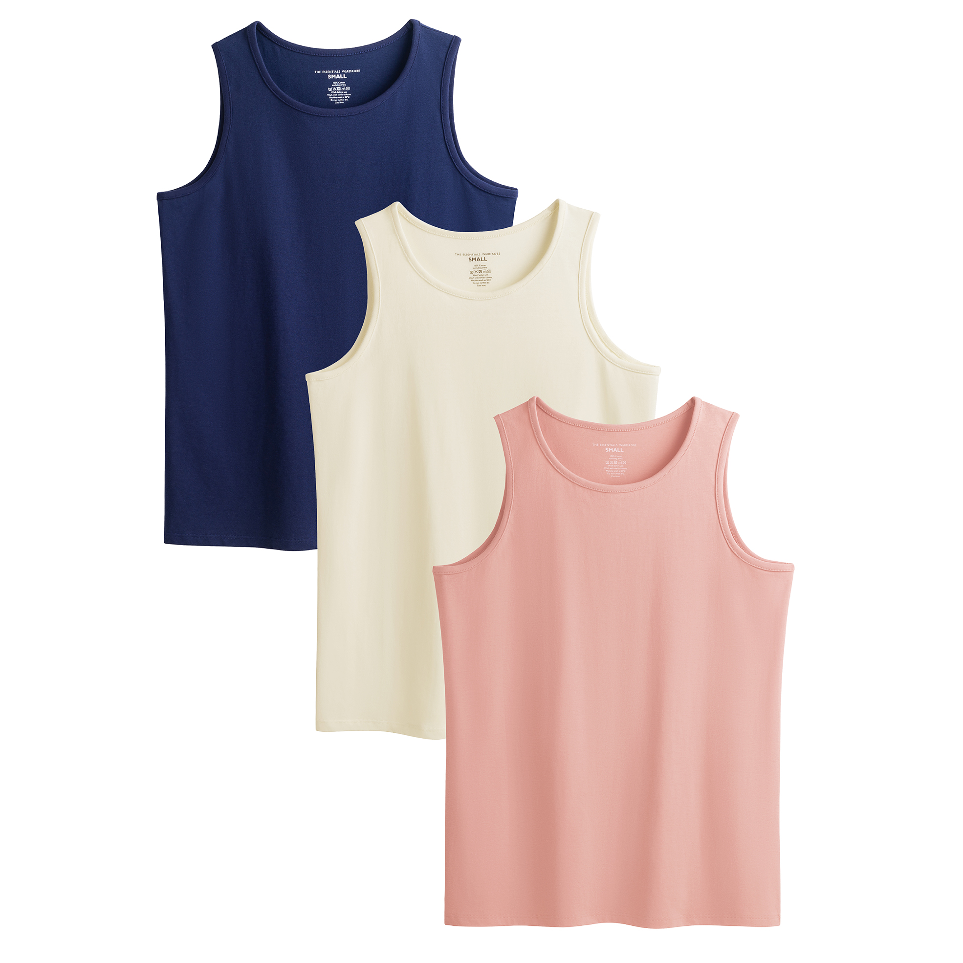 Ladies Vest 3 Pack Womens Multicoloured 100% Cotton Tee Crew Neck Size S-4XL
