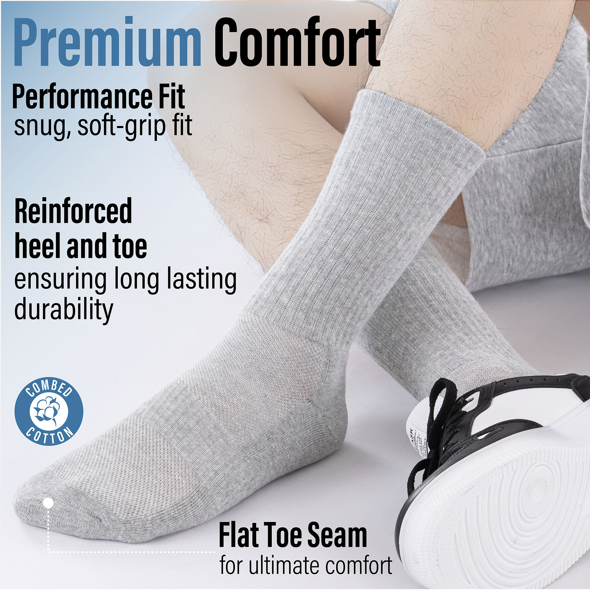Mens Socks 6 Pairs Cushioned Sports Combed Cotton Casual Running Trainer Hiking - Picture 13 of 29