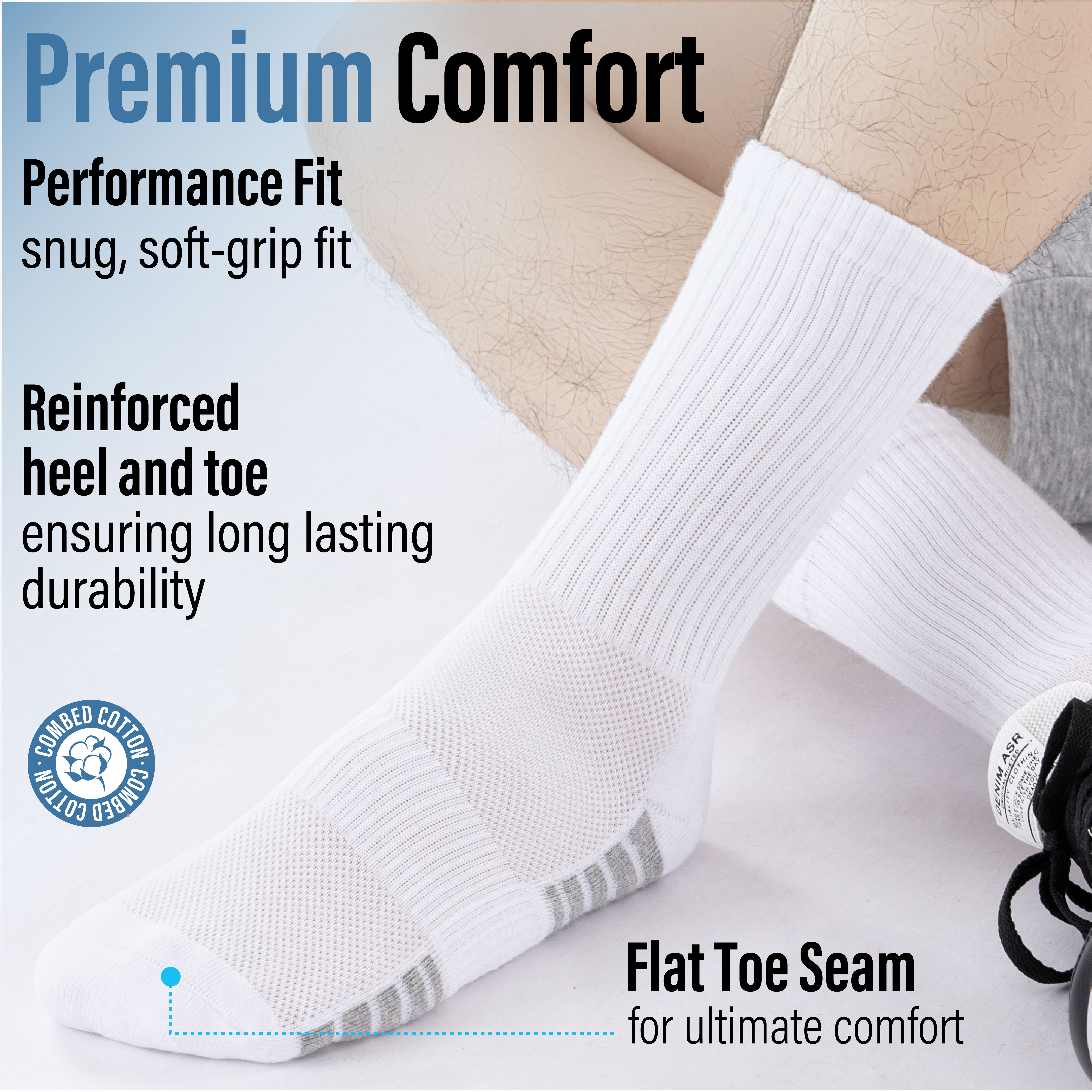Mens Socks 6 Pairs Cushioned Sports Combed Cotton Casual Running Trainer Hiking - Picture 27 of 29