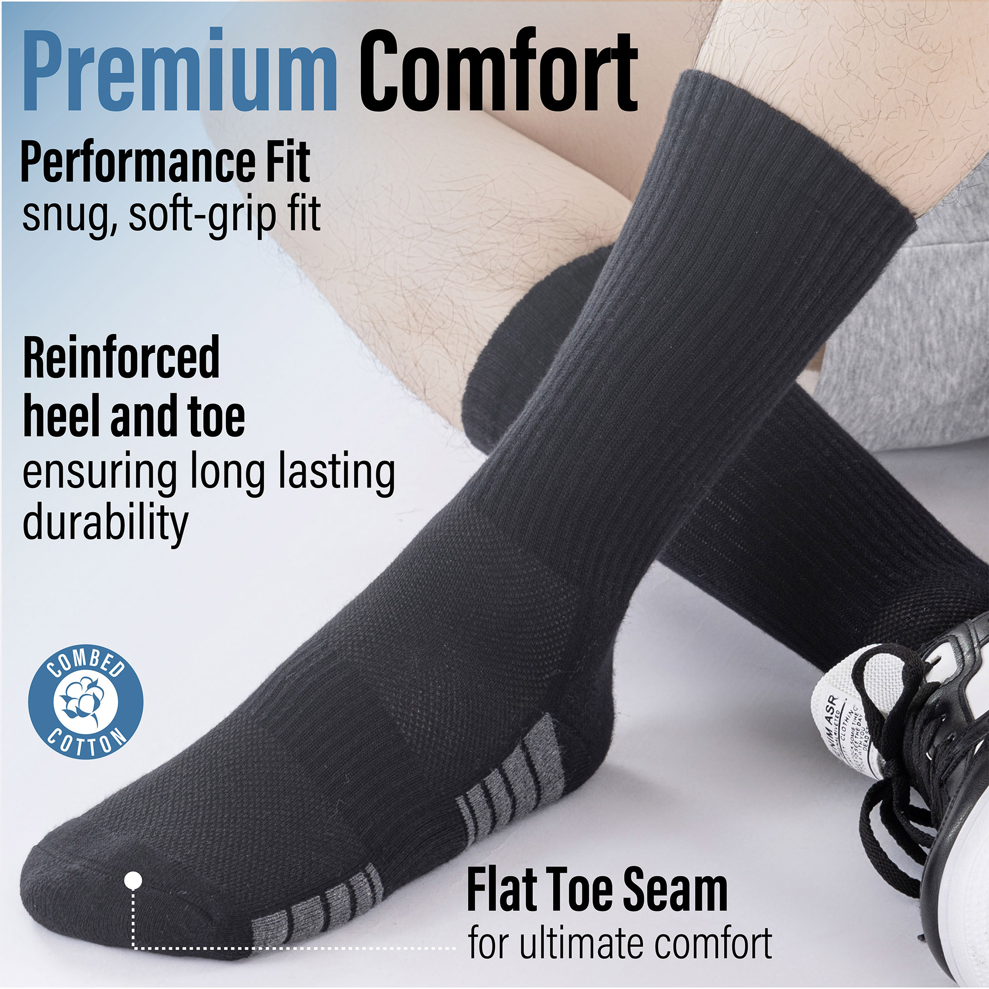 Mens Socks 6 Pairs Cushioned Sports Combed Cotton Casual Running Trainer Hiking - Picture 20 of 29