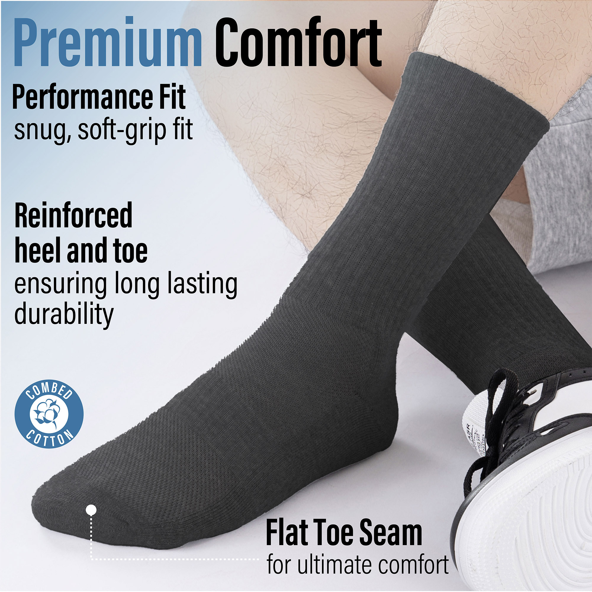Mens Socks 6 Pairs Cushioned Sports Combed Cotton Casual Running Trainer Hiking - Picture 6 of 29