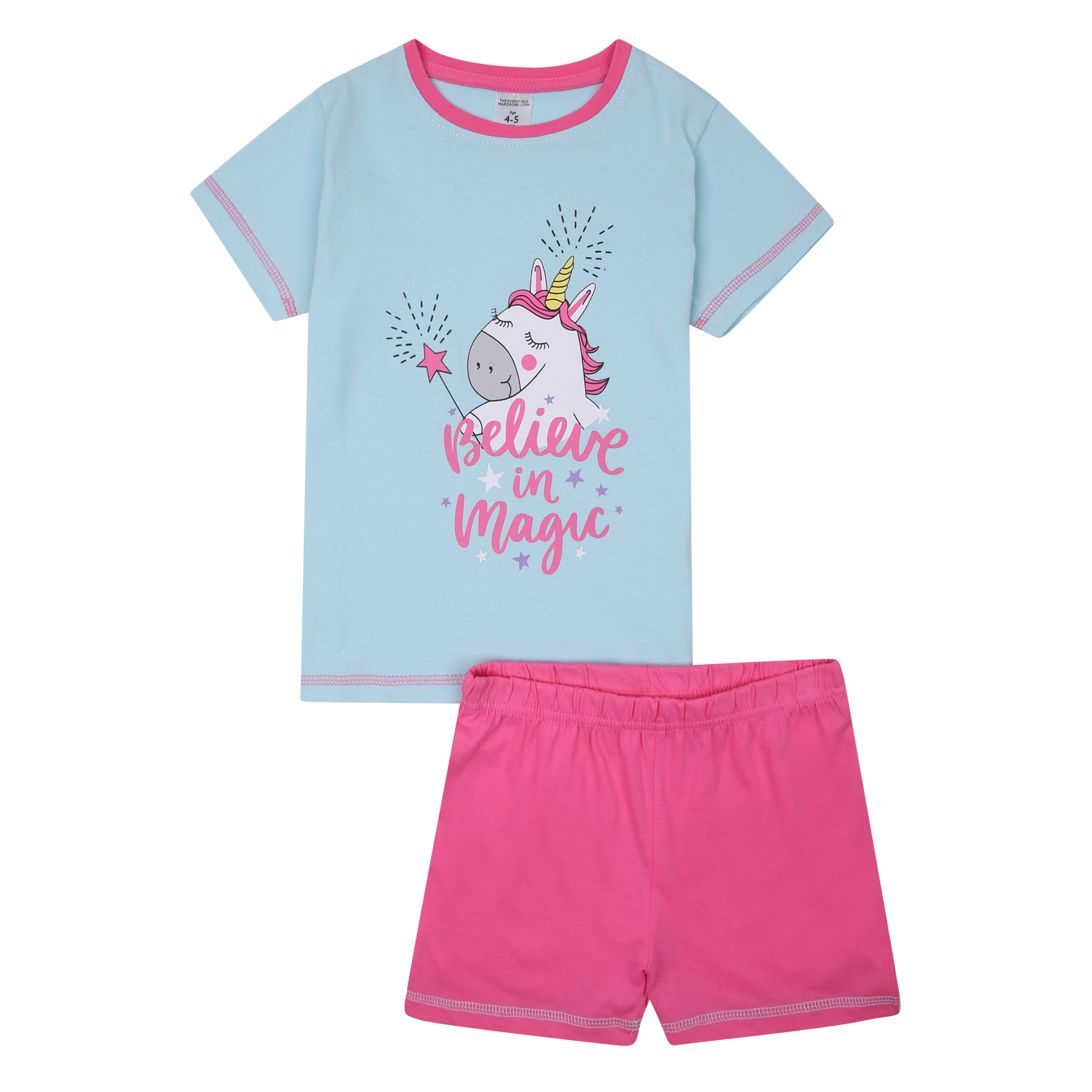 Girls Short Pyjamas Shorty Nightwear Sleepwear Pjs Unicorn Size 12 Months to 11 Years