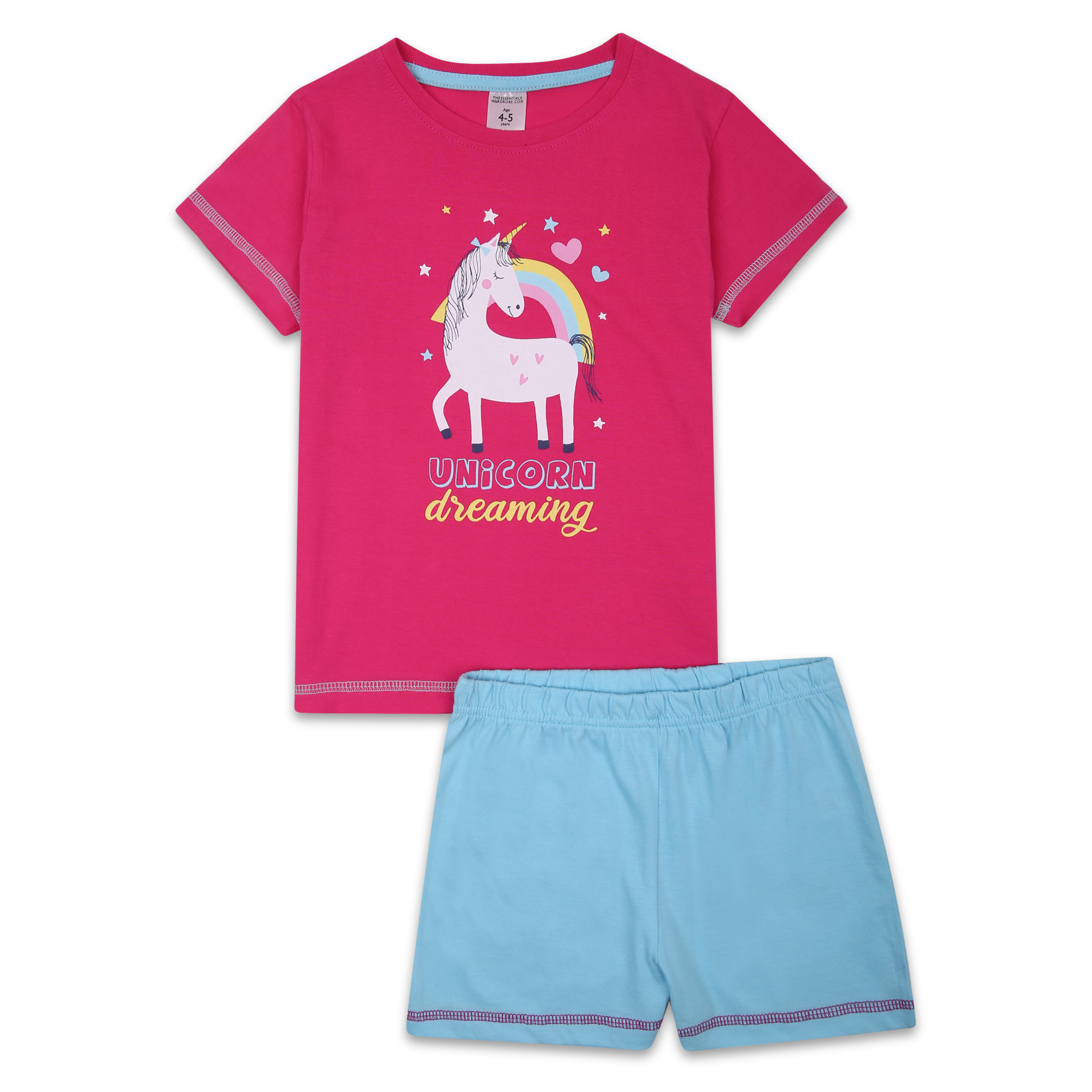 Girls Short Pyjamas Shorty Nightwear Sleepwear Pjs Unicorn Size 12 Months to 11 Years