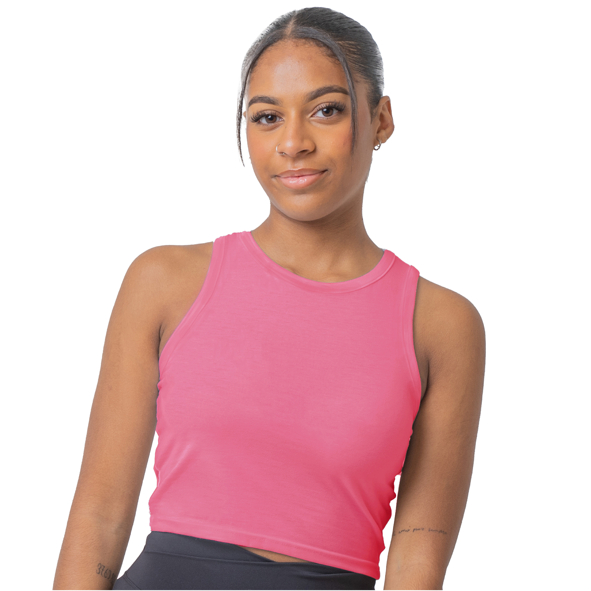 Ladies Vest Sleeveless Crop Tank Top Cotton Rich Elastane Stretch Size 8-22 - Picture 5 of 28
