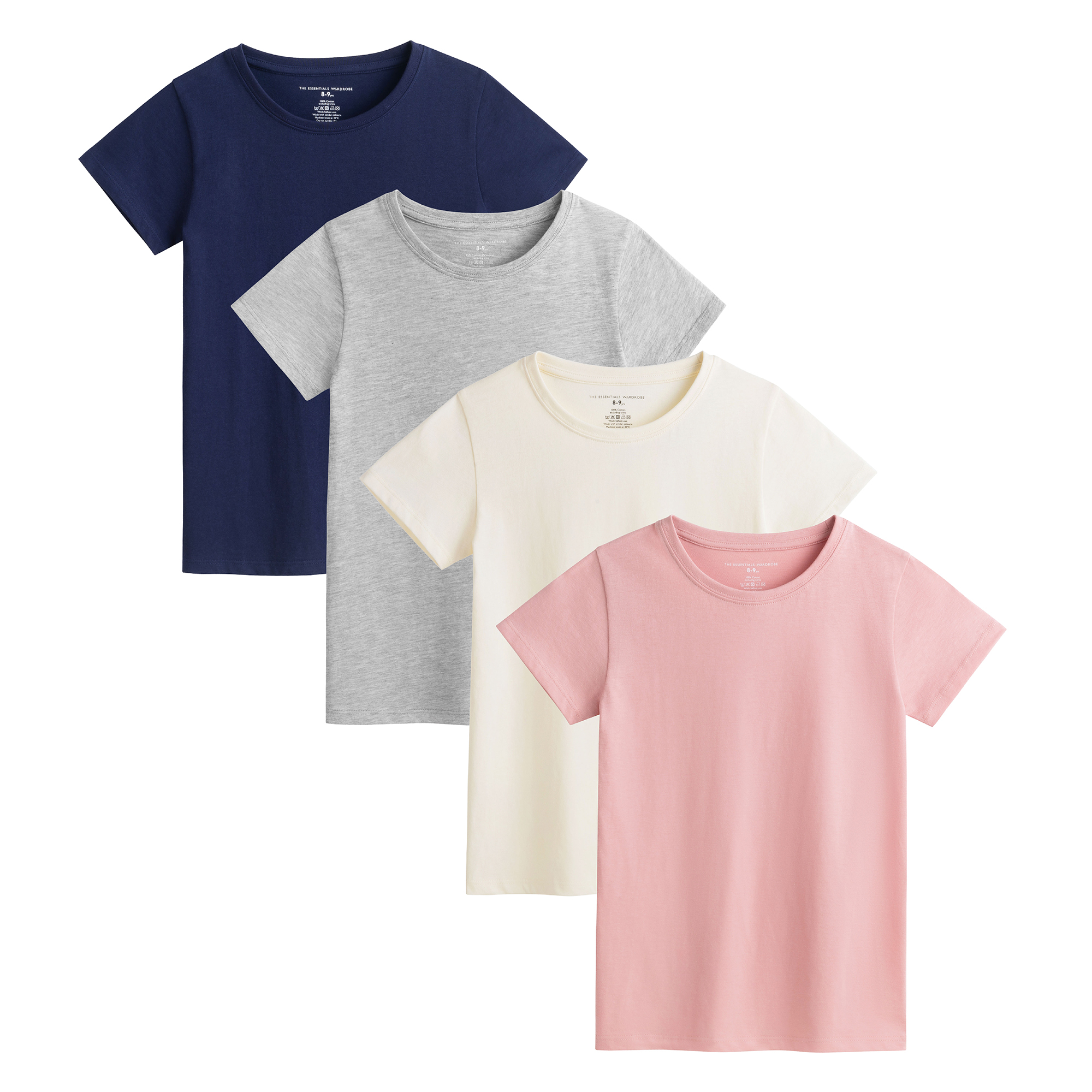Girls T-Shirt 4 Pack Coloured 100% Cotton T-Shirts Tee Crew Neck Size 4-13 Years - Picture 8 of 13